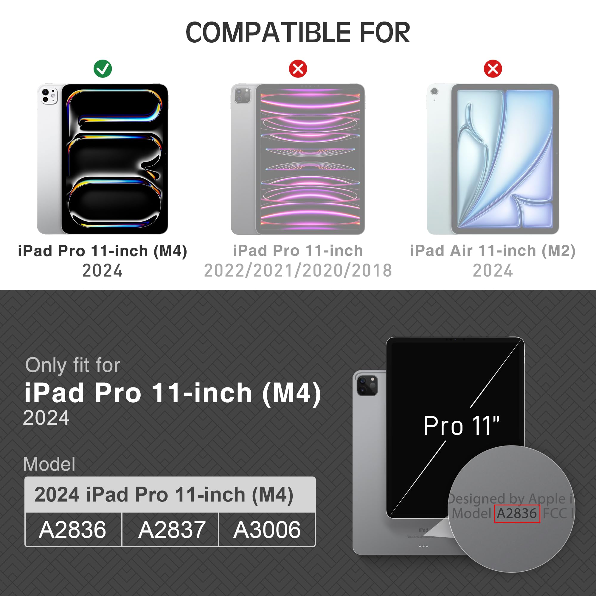 Kingblanc Case For Ipad Pro 11 Inch Case (2024, 5Th Generation, M4) With Pencil Holder, Vegan Leather Smart Stand Cover, Auto Sl