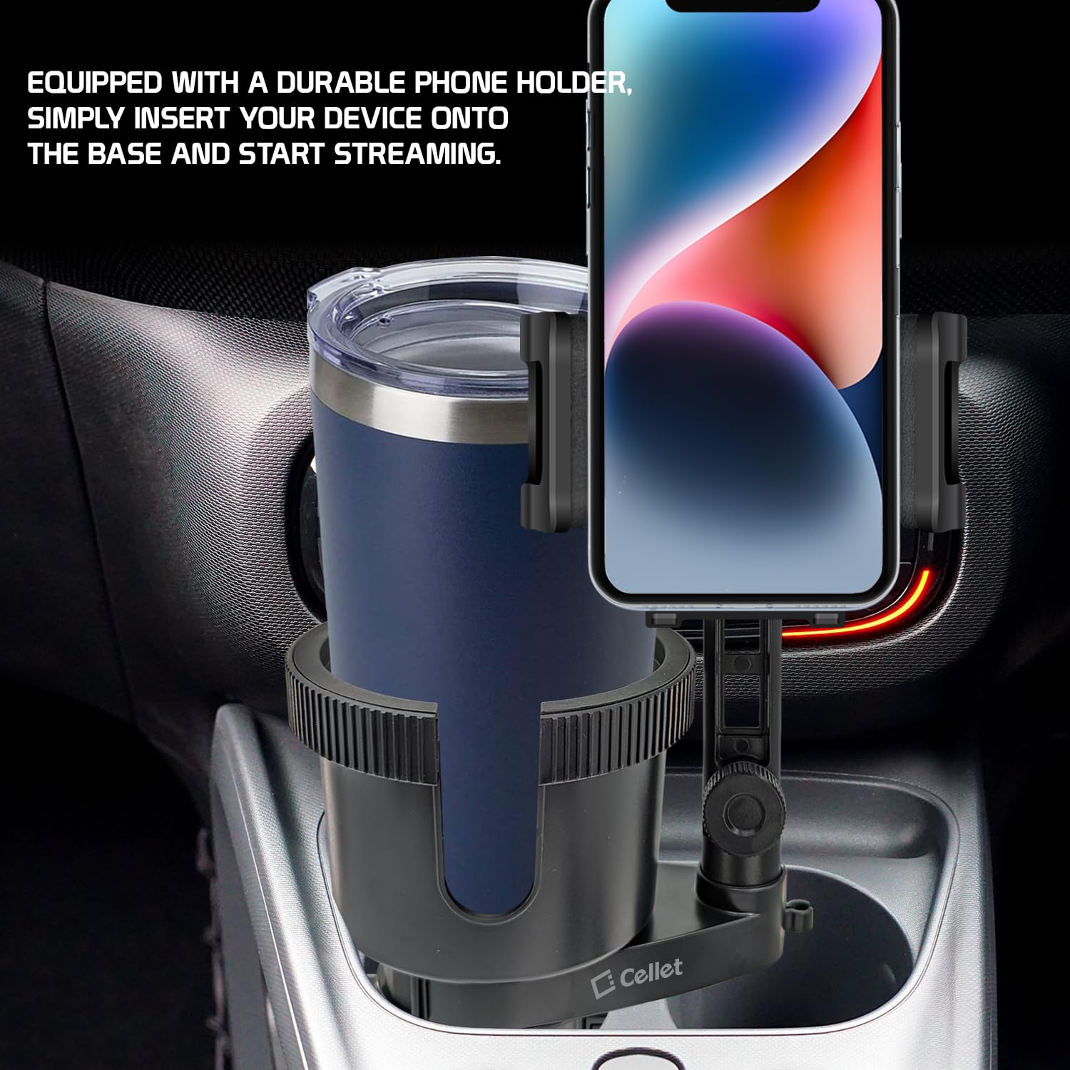 Cellet Car Cup Holder Phone Mount, Phone Holder Mount Cradle Universal Adjustable Compatible For All Smartphones Apple Iphone, S