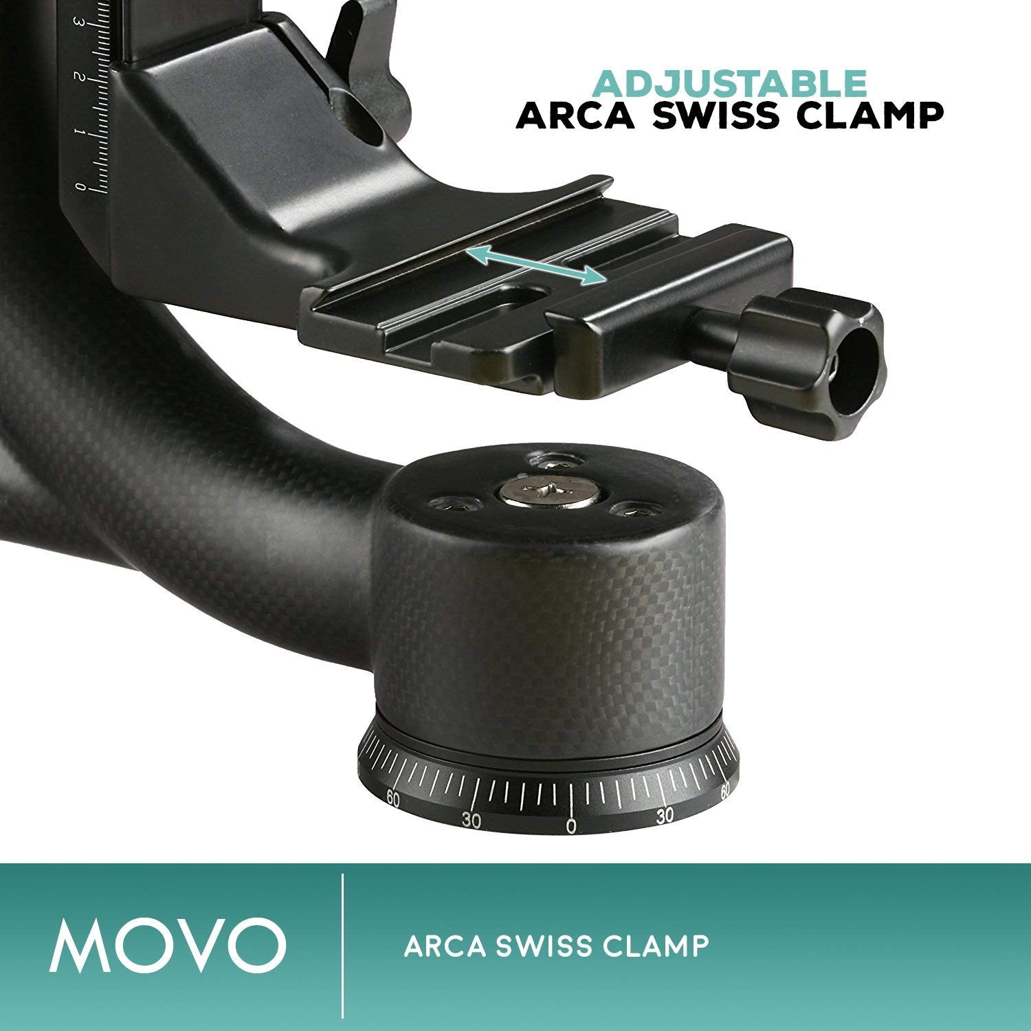 Movo Gh800 Mkii Carbon Fiber Professional Gimbal Tripod Head With Long And Short Arca Swiss Quick Release Plates   For Outdoor B