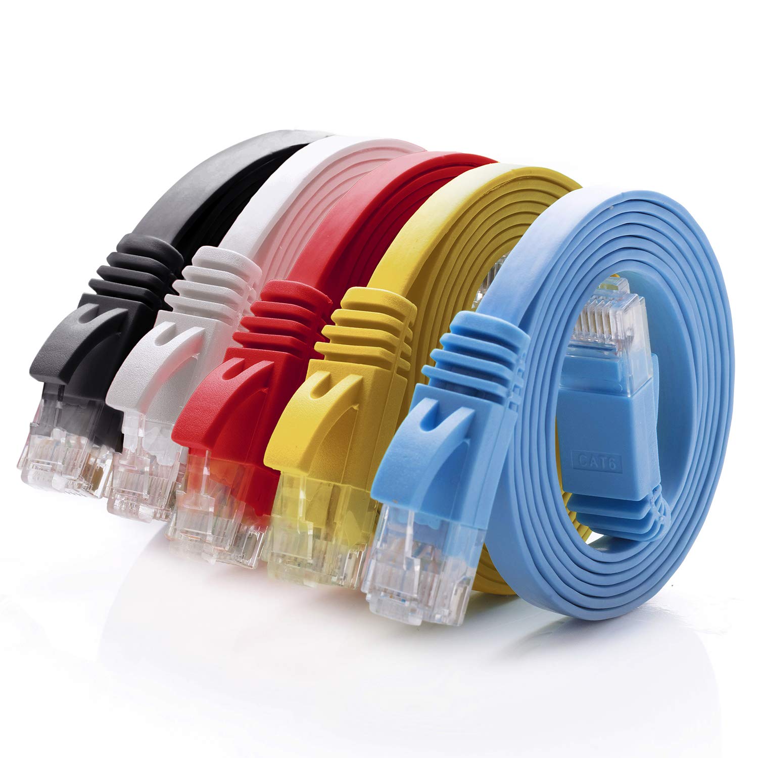 Cat 6 Ethernet Cable 5 ft (5 Pack)(at a Cat5e Price but Higher Bandwidth) Flat Internet Network Cable - Cat6 Ethernet Patch Cabl
