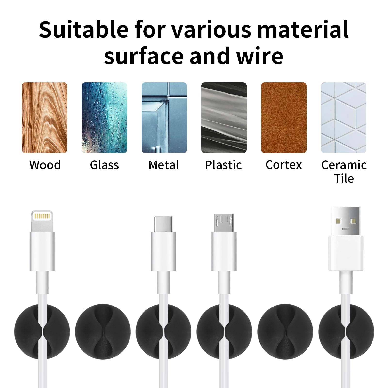 Tifanso 6Pcs Cable Clips Black   Adhesive Cord Cable Holder Wire Organizer For Desk, Cord Clips, Cord Cable Clip, Wire Holders F