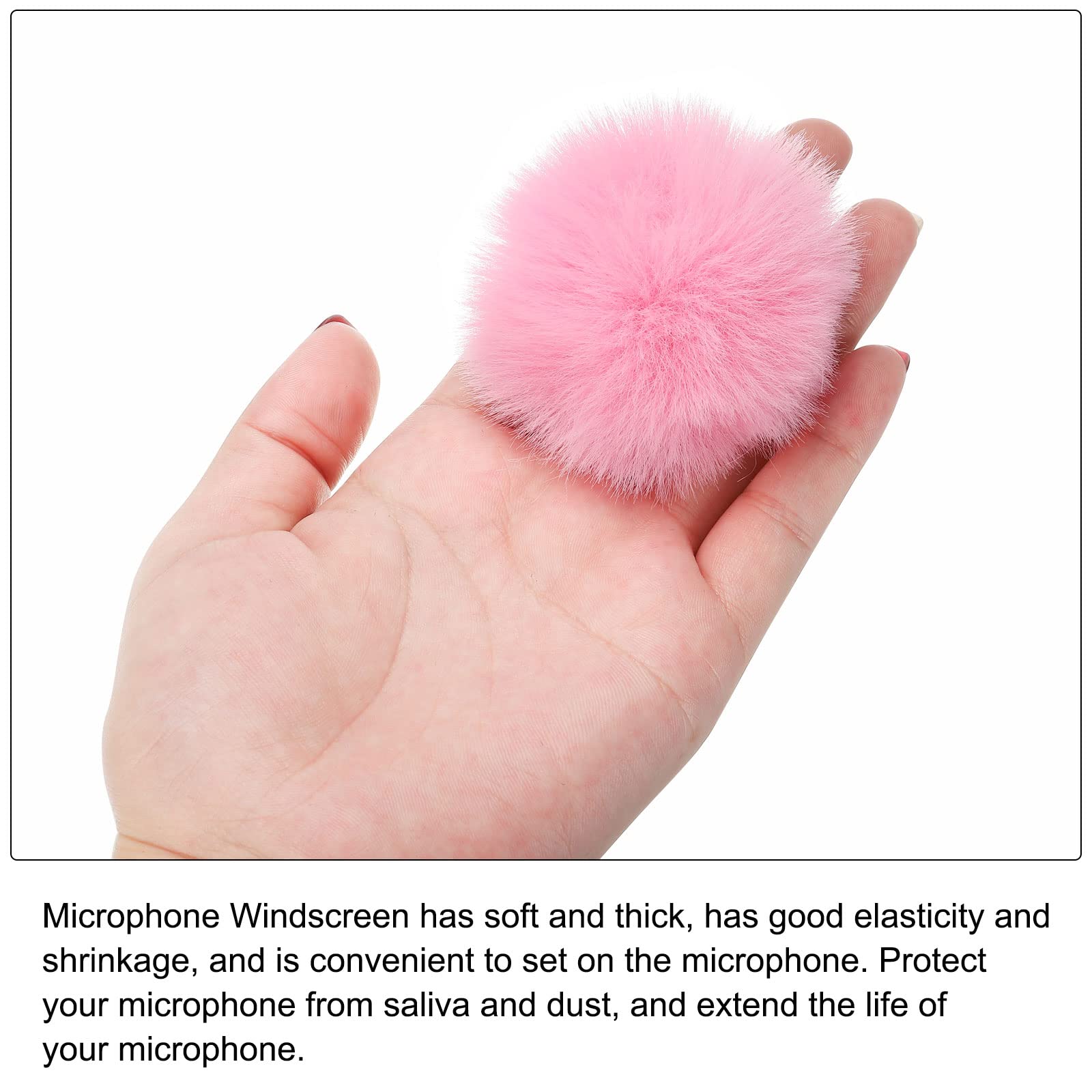 Patikil Furry Microphone Windscreen 7Mm X 65Mm Mic Cover Windshield For Indoor Outdoor Microphone Pink