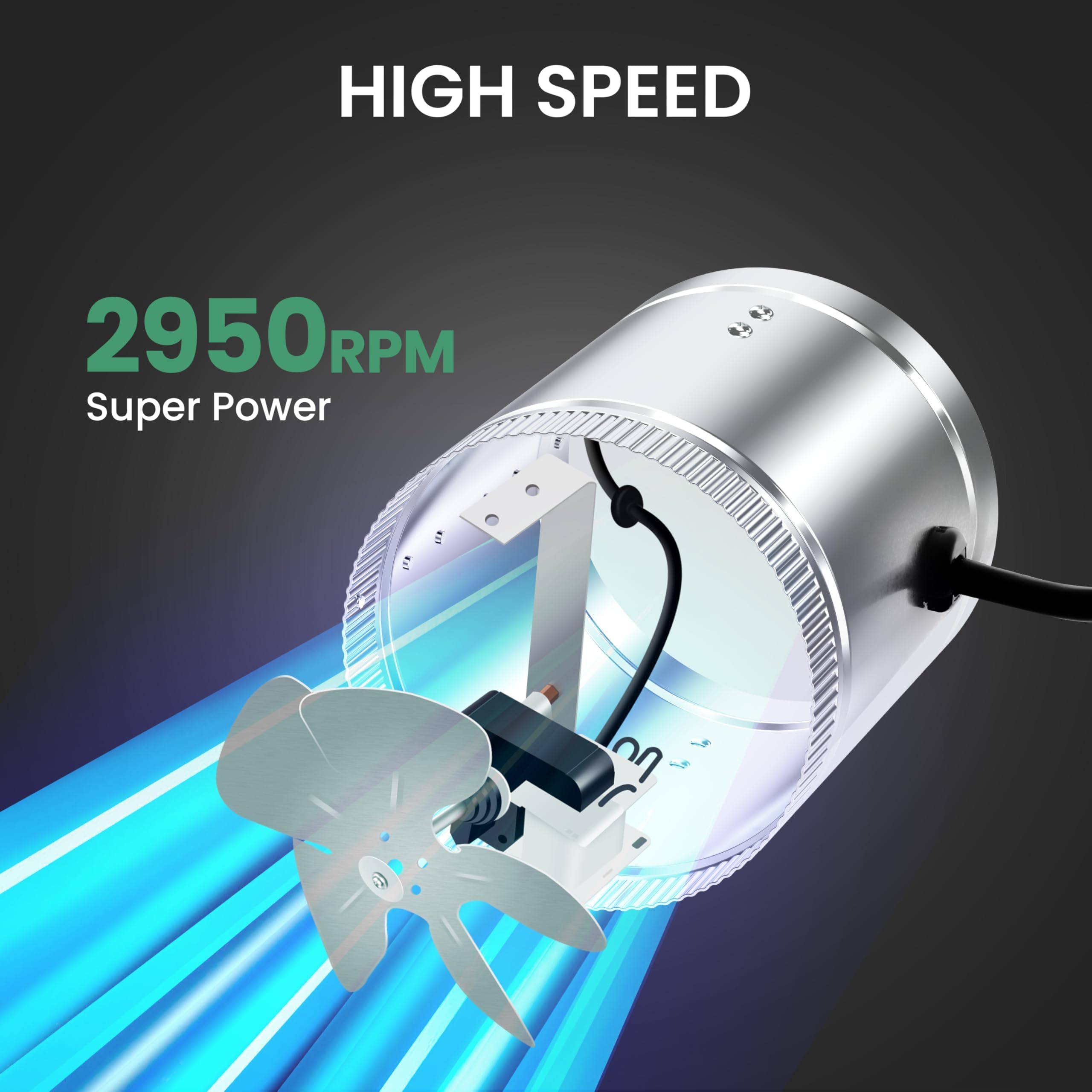 Ipower 6 Inch Inline Duct Fan 240 Cfm, Hvac Booster Exhaust Ventilation Fan With Low Noise For Basements, Bathrooms, Grow Tents,