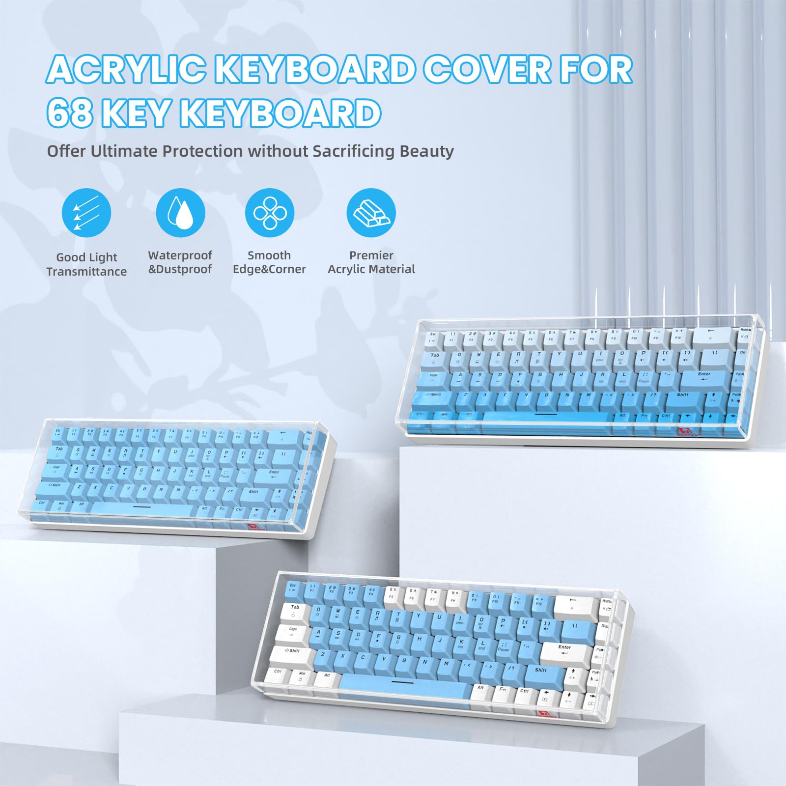 Ziyou Lang Kc02 Acrylic Clear Transparent Keyboard Cover(12.28*4*0.9) With Dustproof Waterproof Anti Hit Anti Cat Protective Cas