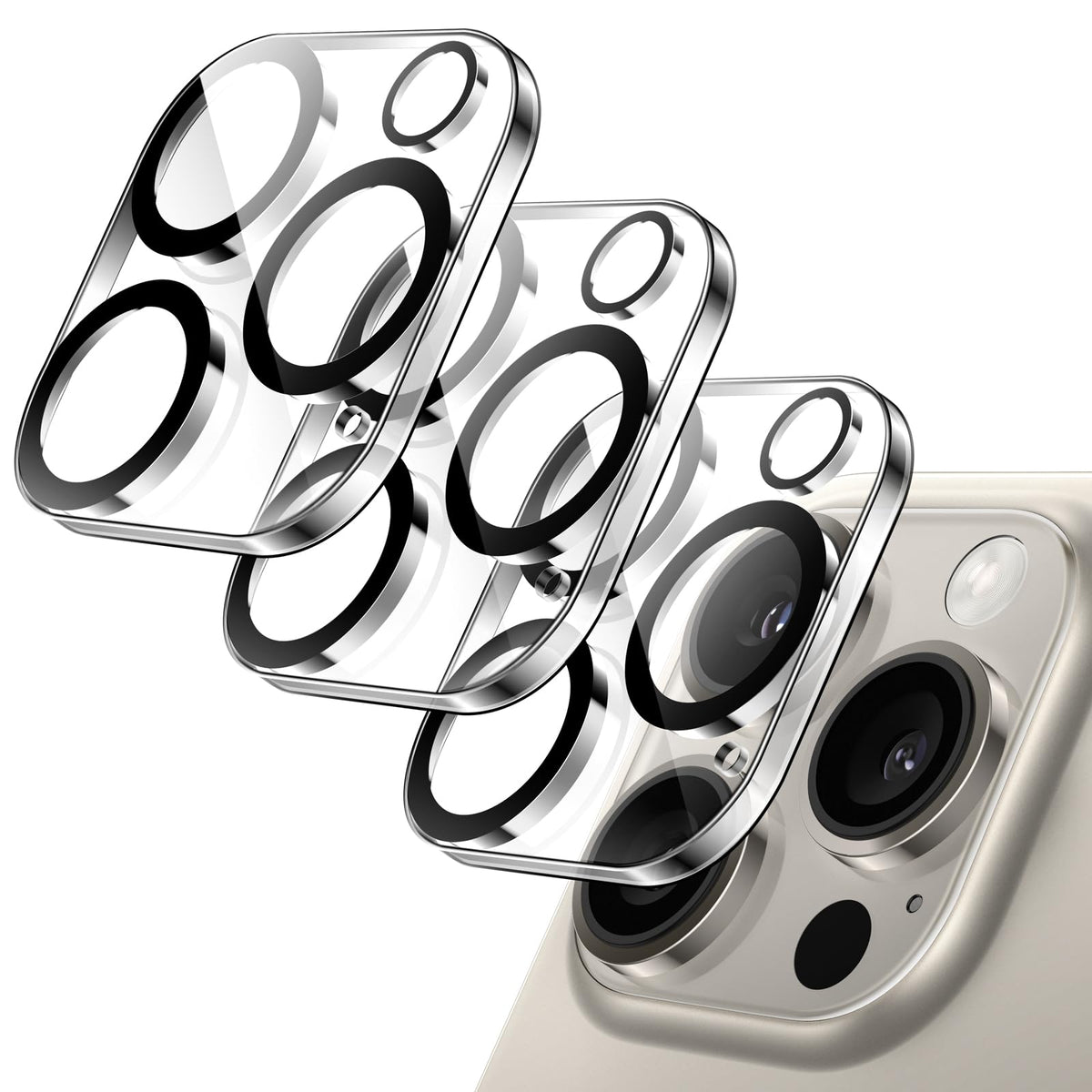 JETech Camera Lens Protector for iPhone 15 Pro 6.1-Inch and iPhone 15 Pro Max 6.7-Inch, 9H Tempered Glass, Anti-Scratch, Case Friendly, Does Not Affect Night Shots, HD Clear, 3-Pack