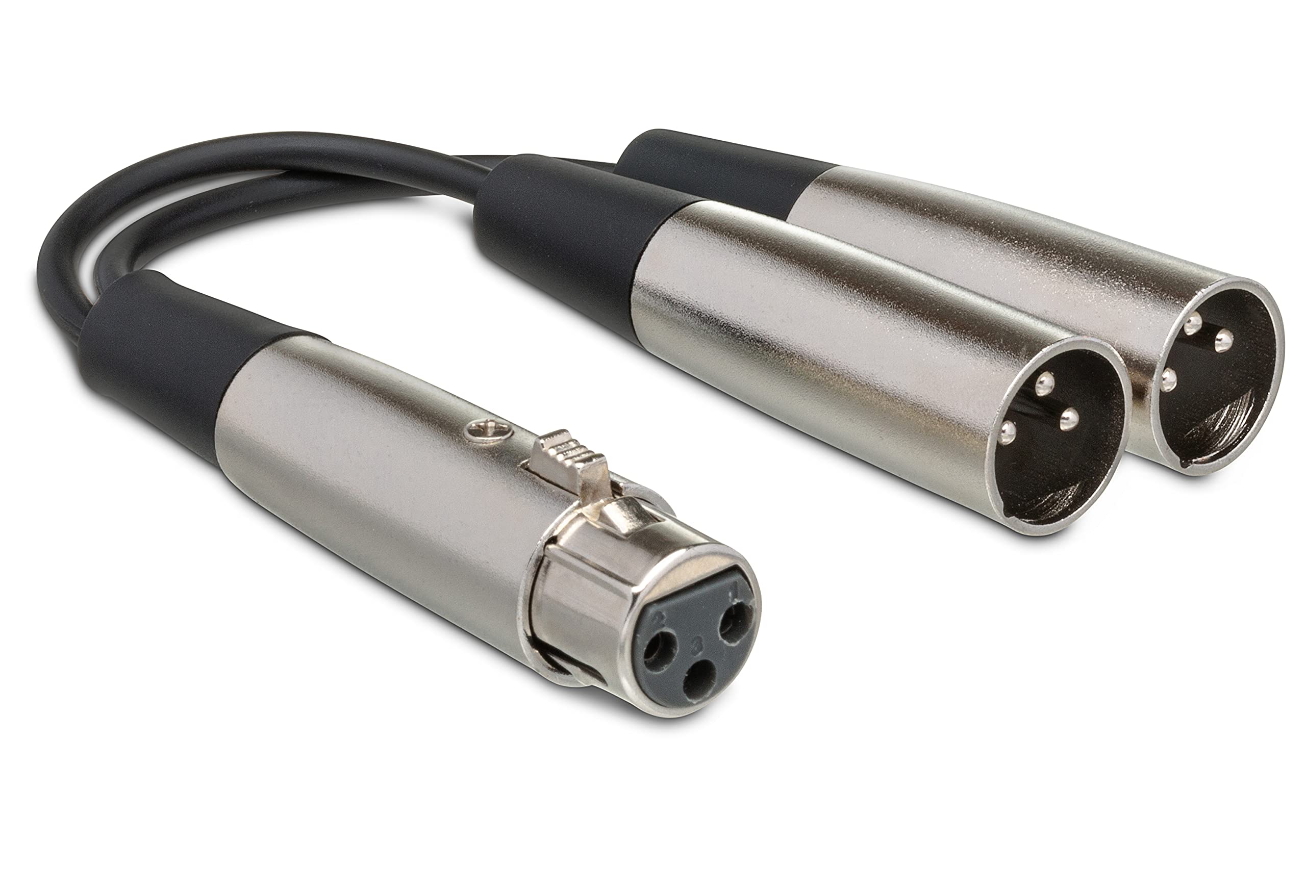 Hosa YXM-121 Y Cable, XLR3F to Dual XLR3M, 6 Inches