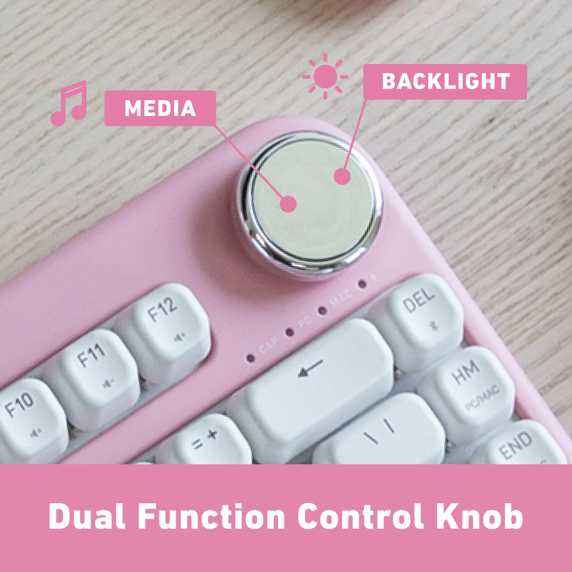 Azio Izo Wireless Bt5/Usb Pc & Mac Mechanical Keyboard, Pre Lubed Red Switches, Pink Blossom (Ik408)