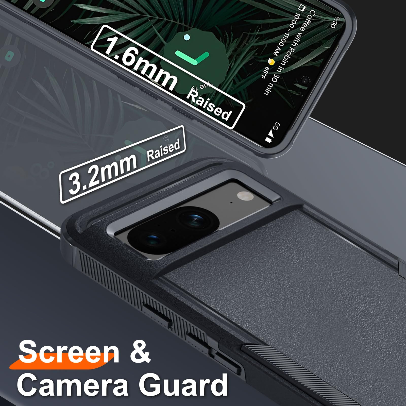 Janmitta For Google Pixel 8A Case With Screen Protector+Camera Lens Protector+Wrist Strap Lanyard,Heavy Duty Shockproof Full Bod