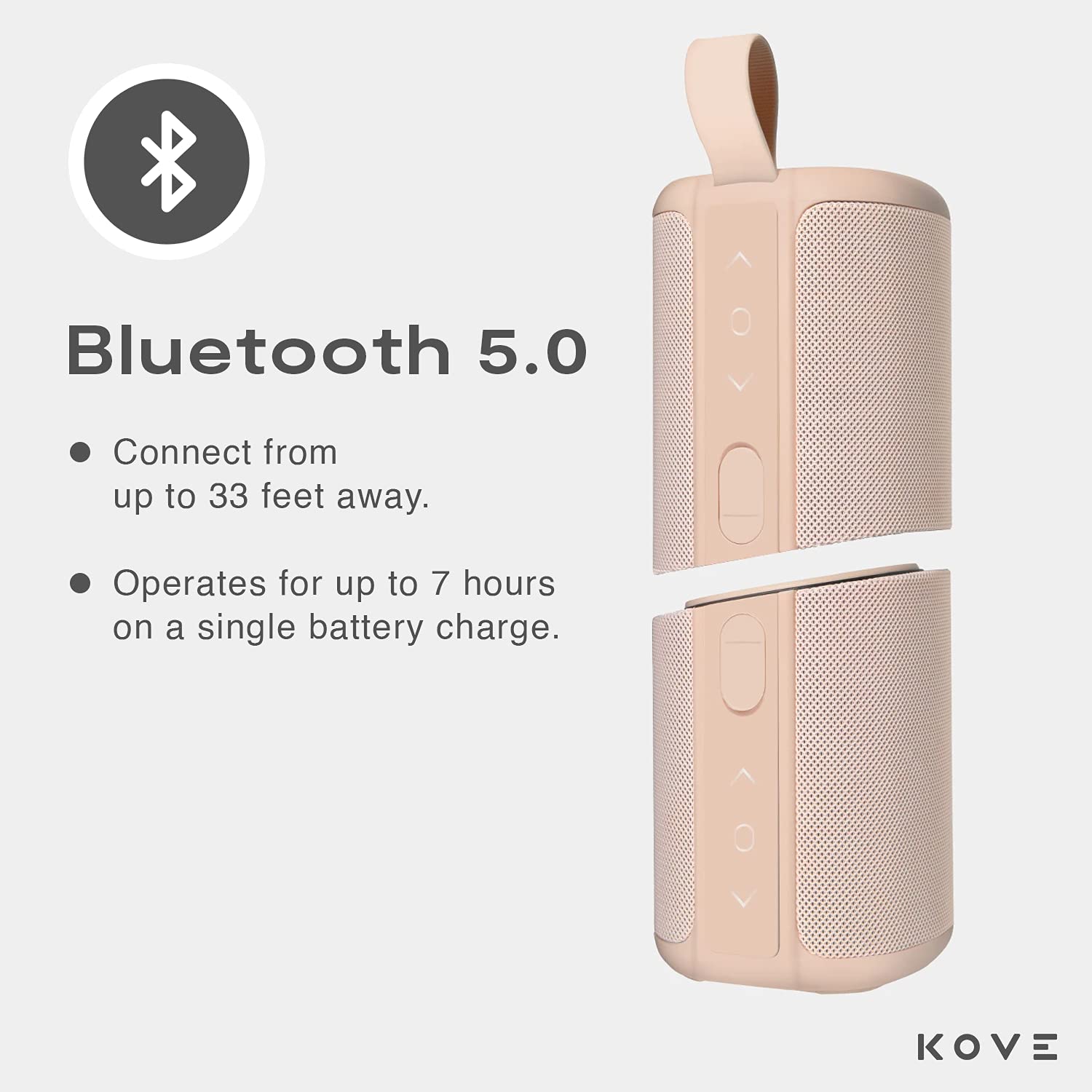 Kove Commuter 2 Portable Speaker   Terracotta Speakers, Wireless With Hd Louder Volume, Deep Bass Subwoofer, Microphone, Ipx7 Wa