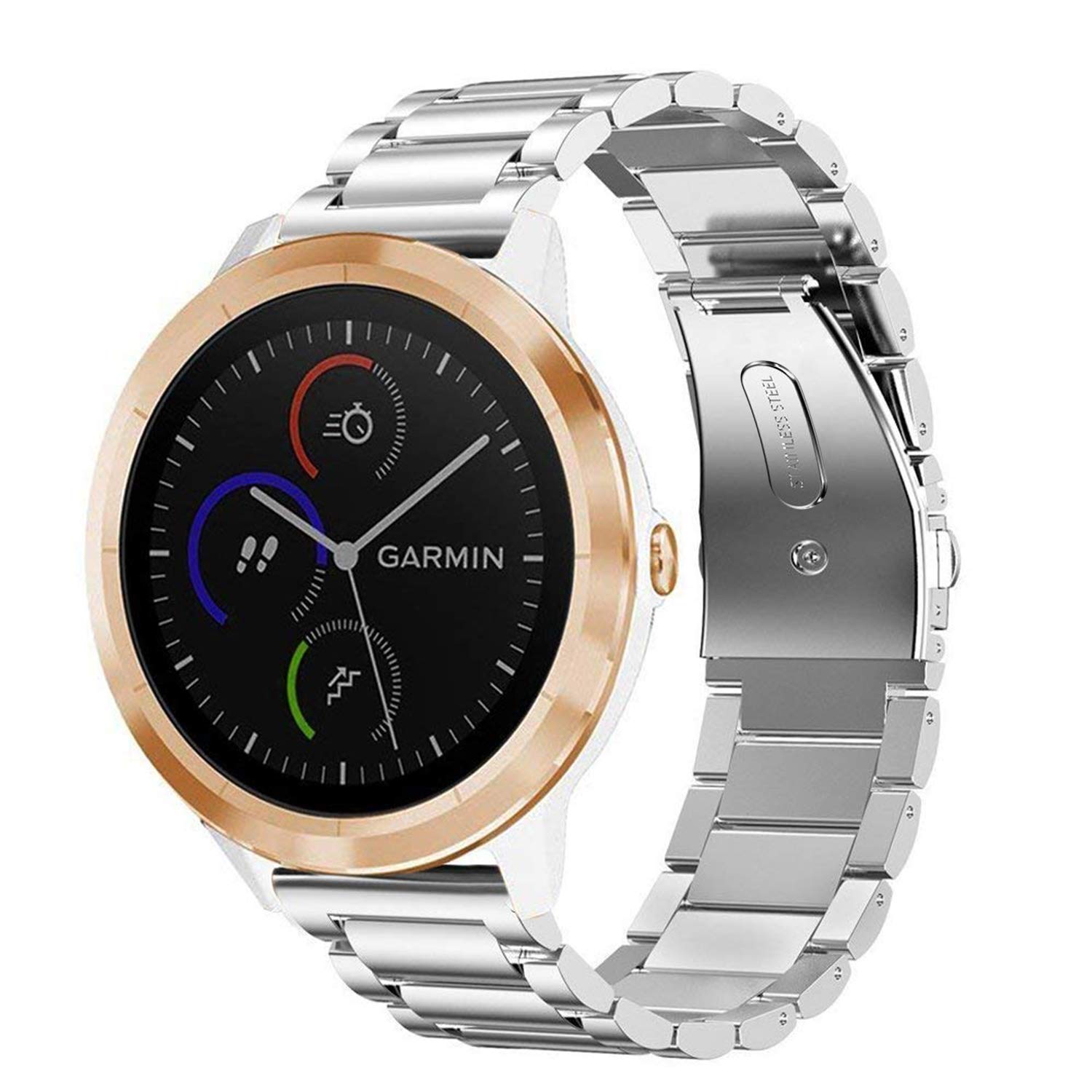FINTIE 20mm Metal Bands Compatible with Garmin Vivoactive 6/5/3/3 Music, Venu Sq/Venu 2 Plus, Forerunner 55/165/245/645, Samsung