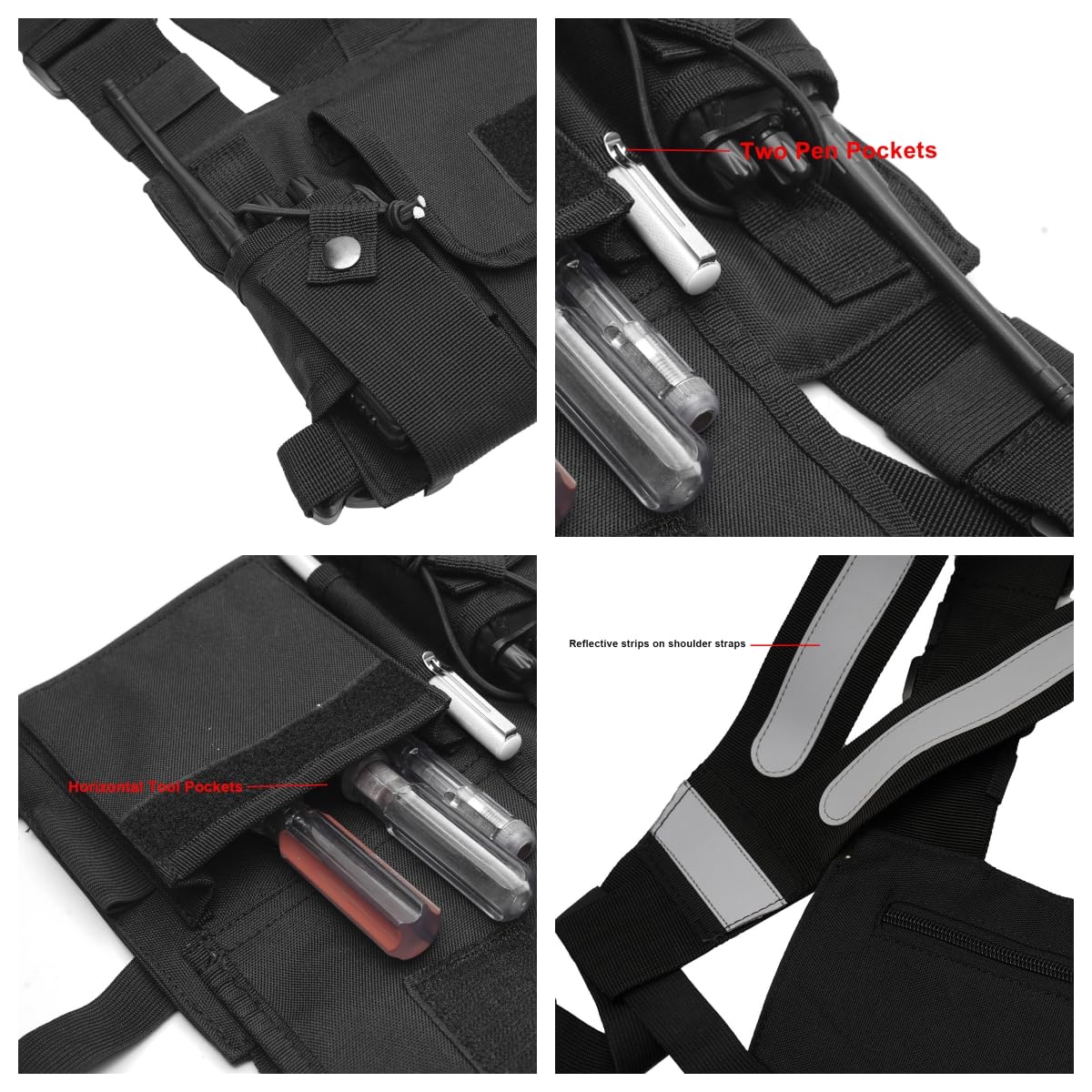 Klykon Radio Chest Harness Chest Front Single Pack Pouch Holster Vest Rig For Motorola Midland Kenwood Baofeng Retevis Walkie Ta