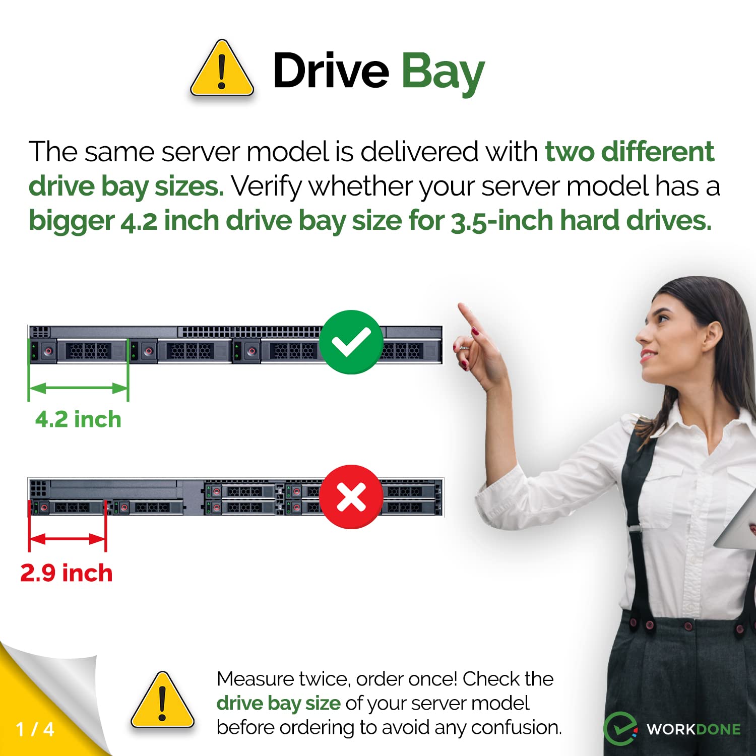 Workdone 3.5 Inch Hard Drive Caddy   Compatible For Dell Poweredge Servers   14Th Gen R440 R540 R640 R740 R740Xd2 R6415 R7425 Mo