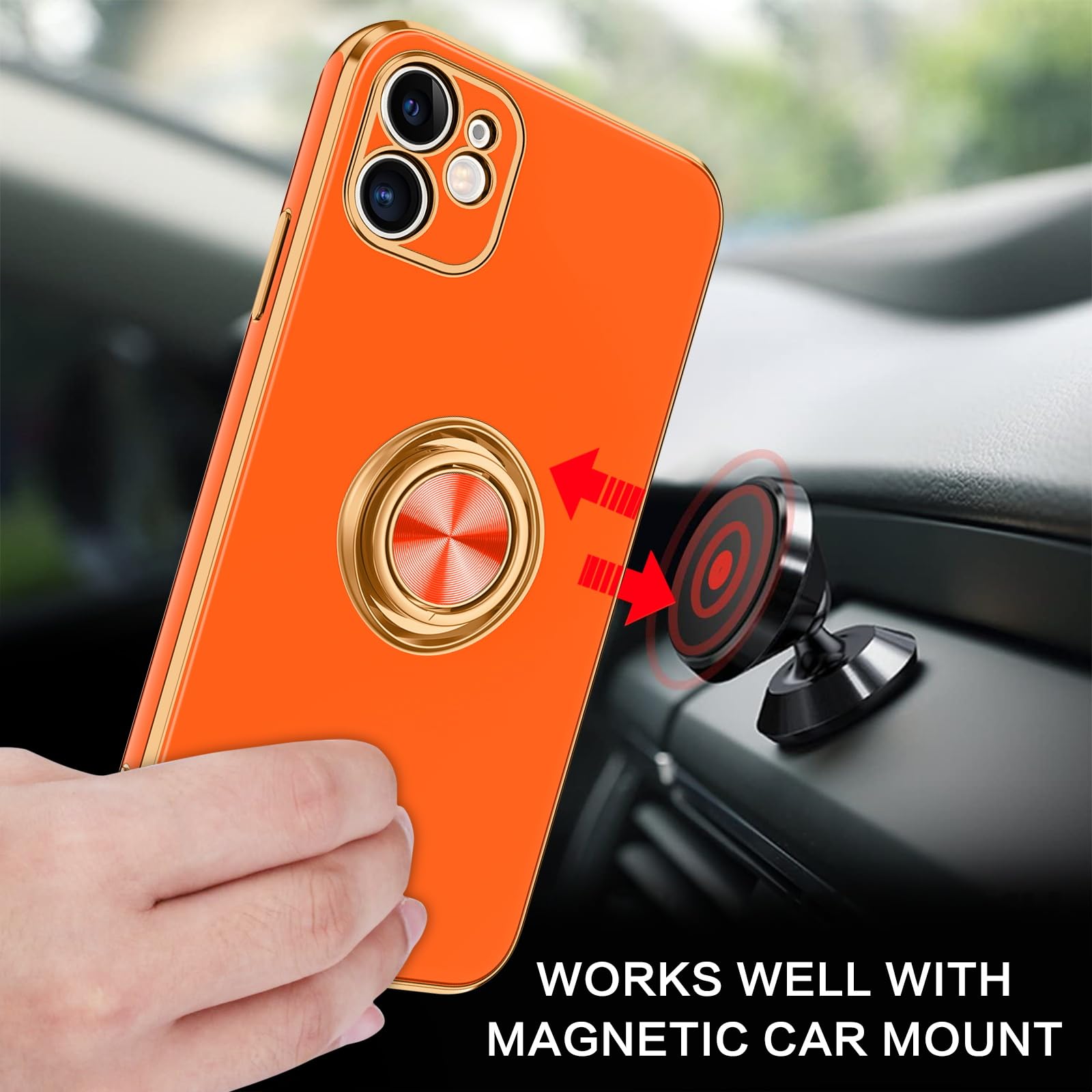 Bentoben For Iphone 11 Case With 360 Ring Holder, Shockproof Slim Phone Cover Kickstand Magnetic Support Car Mount, Non-Slip Pro