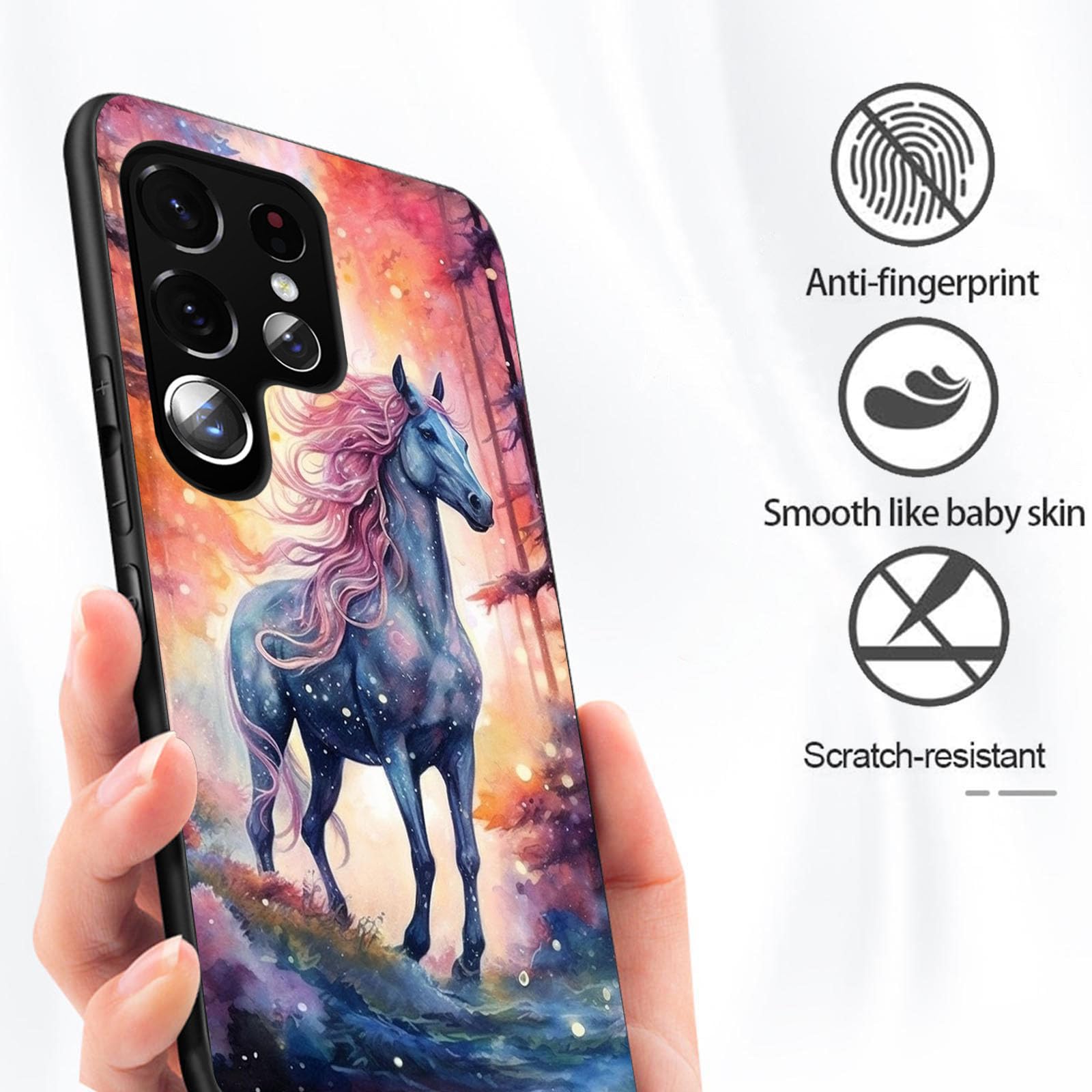 Dsrgrgfdj Designed For Galaxy S24 Ultra Case 6.8 Inch,Ultra-Thin Silicone Anti-Scratch And Shock-Proof Bumper Cover - Horse