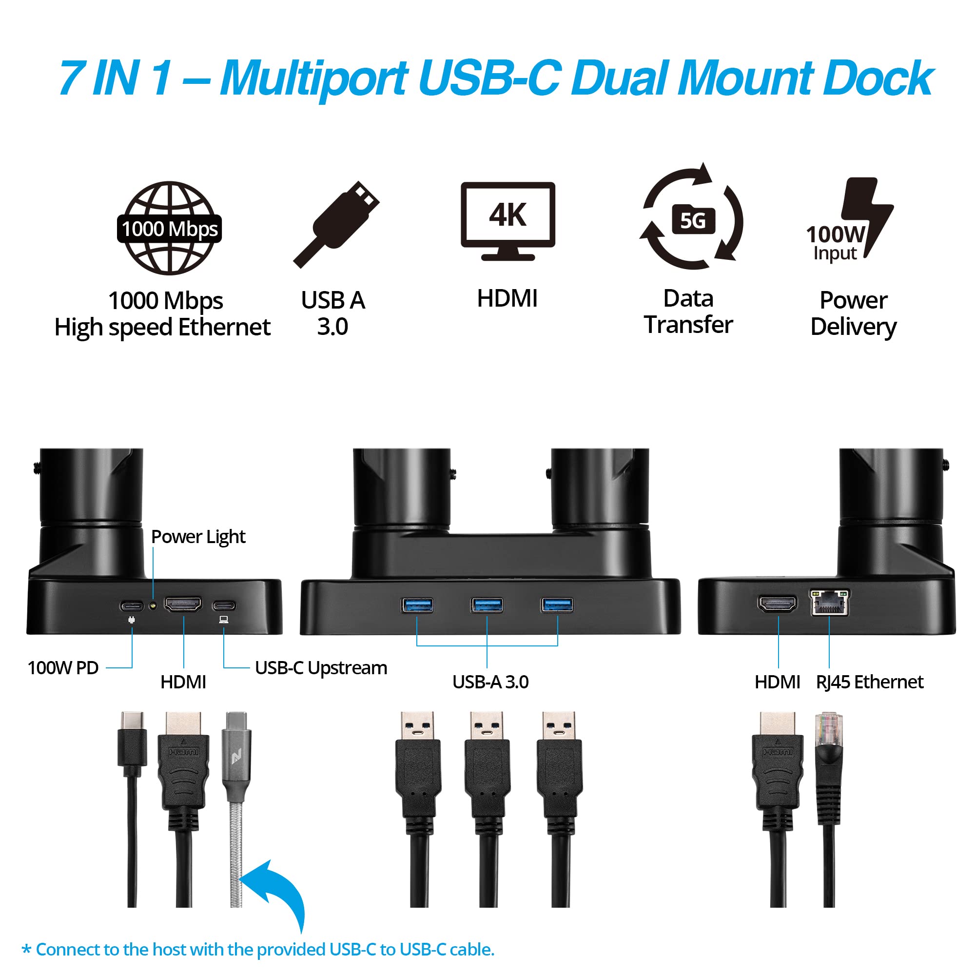 Avlt Dual 17    43'' Monitor Arm Desk Mount With 15'' Laptop Tray And Usb C Docking Station, Hdmi 4K60Hz, Usb A 5Gbps, Ethernet,