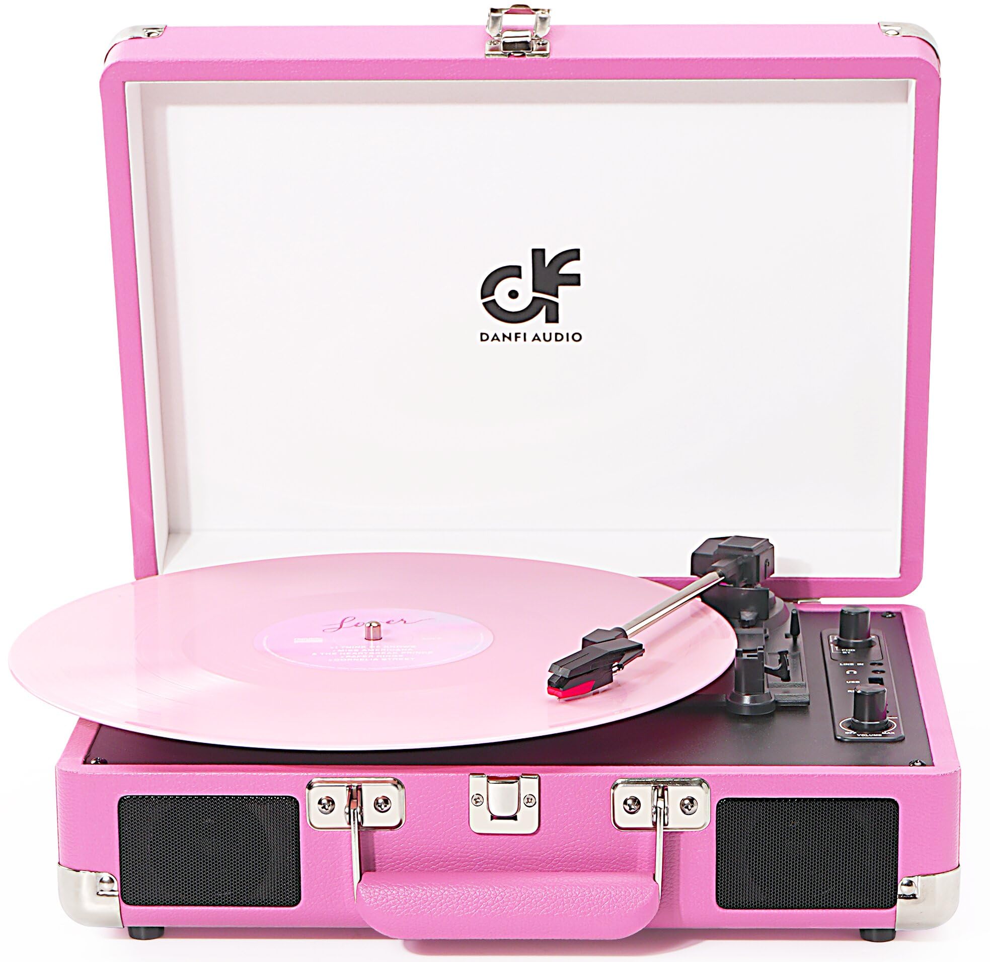 Vinyl Record PlayerBluetooth, Vintage 3-Speed Portable Suitcase Turntable with Built-in 2 Speakers, USB Recording, Record Player