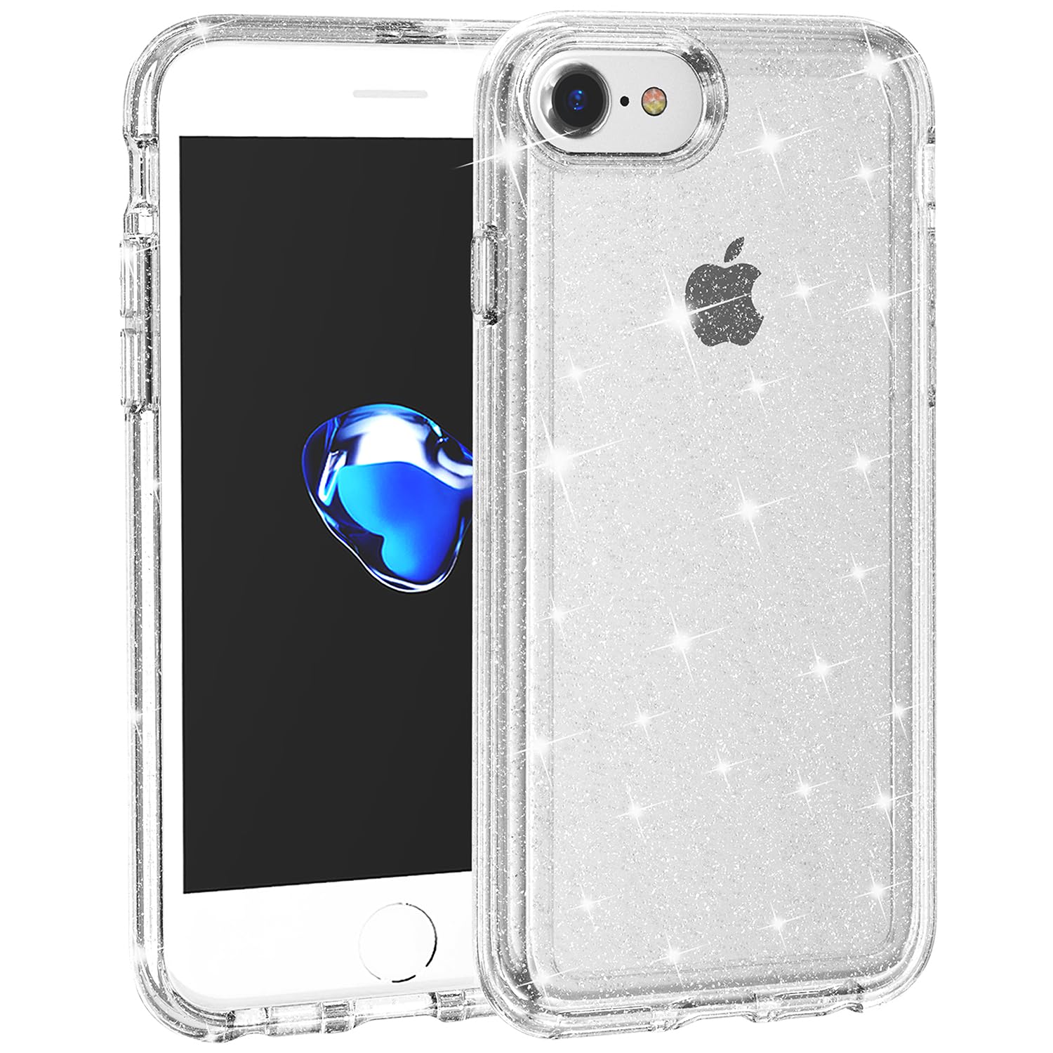 Tenoc Phone Case Compatible With Iphone Se (2Nd 2020 And 3Rd 2022 Generation) & Iphone 7 & Iphone 8, Glitter Case Clear Sparklin