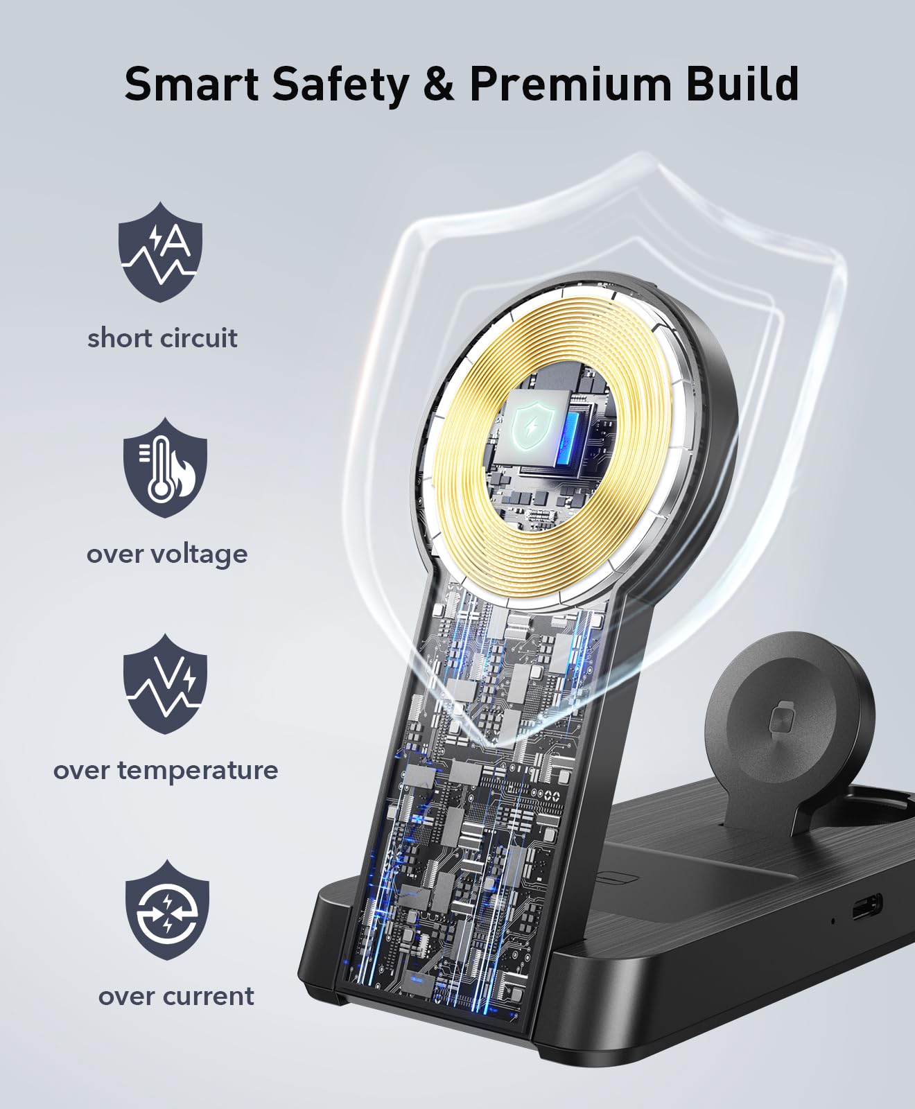 3 In 1 Magnetic Wireless For Iphone Charging Station: Foldable Portable Charger For Iphone 16-12 Pro Max & Apple Watch & Airpods