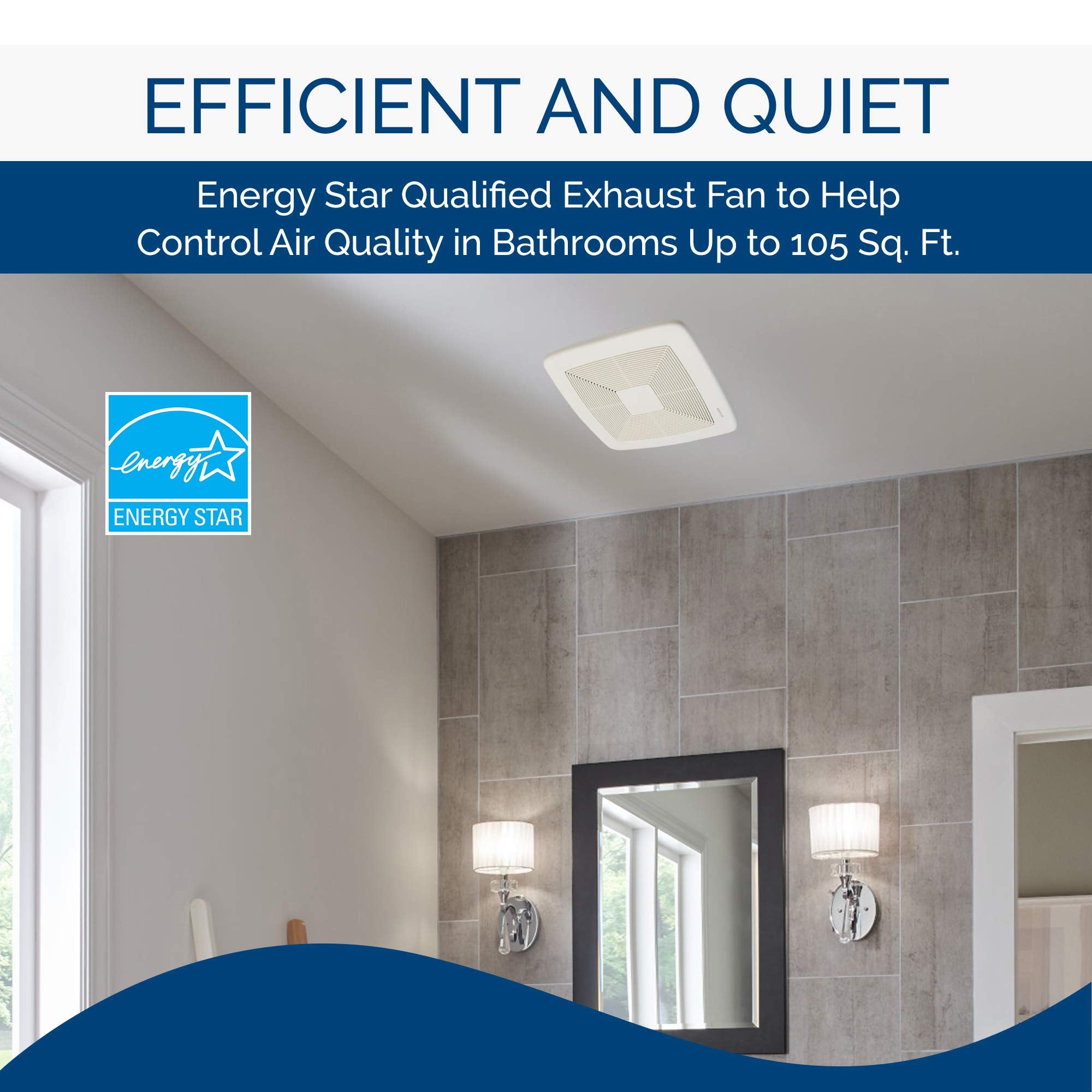 Broan Nutone Qtxe110150Dc Bathroom Ventilation, Energy Star Certified, 110 130 150 Cfm Bath Fan, White