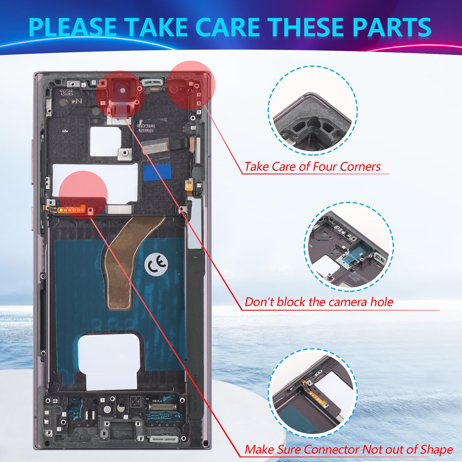 Oled Screen For Samsung Galaxy S22 Ultra 5G Screen Replacement For Samsung S22 Ultra 5G Sm-S908U/S908U1 Lcd Display Touch Screen