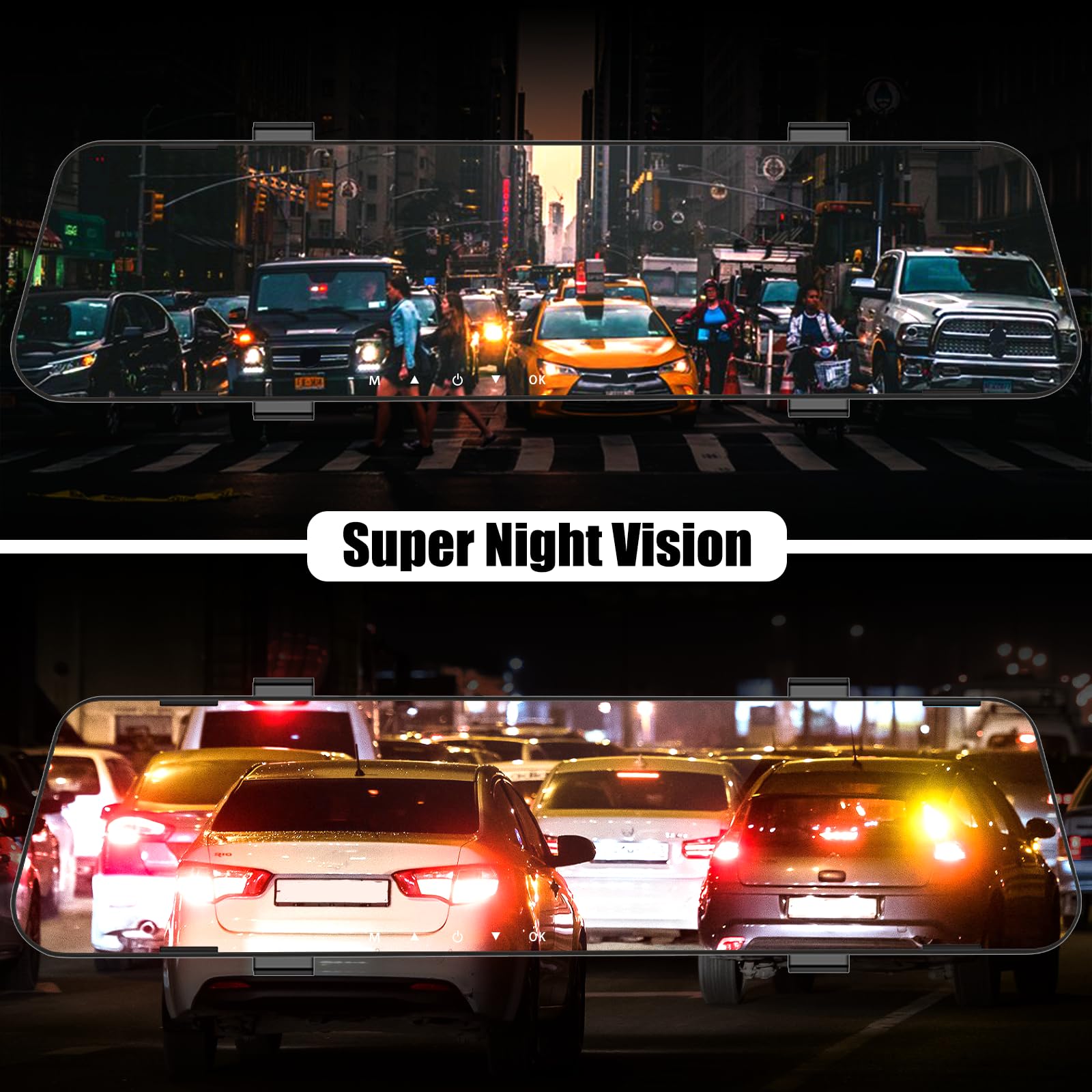 Mirror Dash Cam For Cars,4.5' Rear View Mirror 1080P Front And Rear View Dual Cameras,Super Night Vision,Parking Assistance,G Sensor,24H Parking Monitor, Waterproof Backup Camera Free 32Gb Card