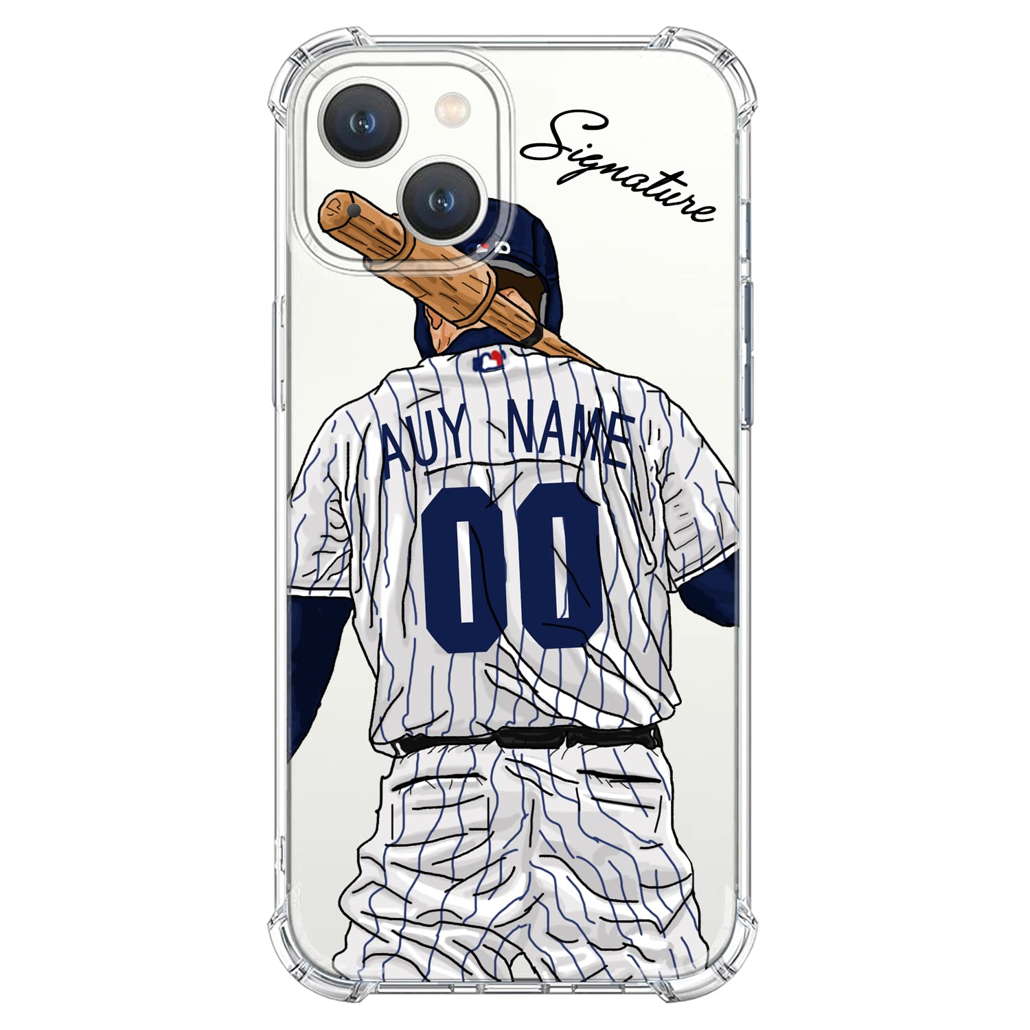 VNGDA Custom Name & Number Crystal Clear Baseball Case for iPhone 17 Air 16 15 Pro Max 14 13 Mini 12 11 Xs Xr SE3 8 7 6 Plus