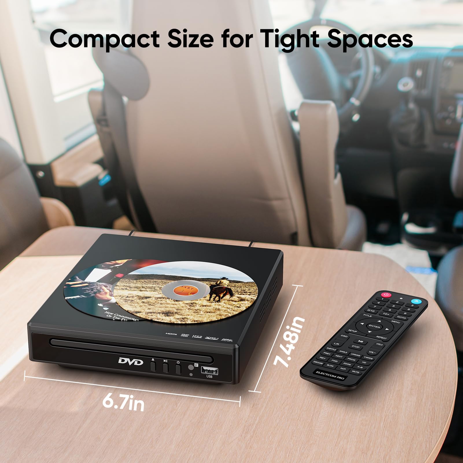 Mini Dvd Player For Tv, Small Size For Use In An Rv/Trailer, Cd Player For Home Stereo System, Included Hdmi And Rca Cable, Supp