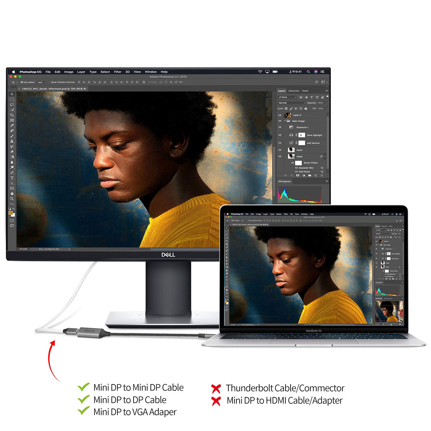 Answin Usb C To Mini Displayport (4K@60Hz), Thunderbolt 3 To Mini Displayport Adapter For Iphone 15 Series, M1/M2 Macbook, Macbo