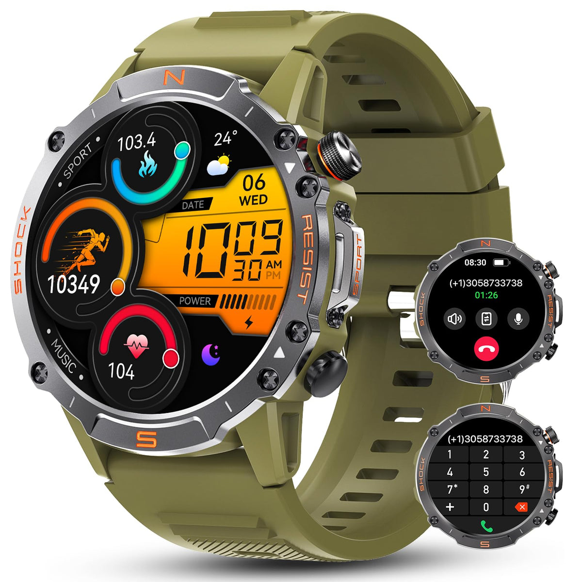 Walkerfit Smart Watch For Men- Answer/Dial Calls With 110 Sport Models, Ip68 Waterproof Fitness Watch With Heart Rate Monitor, A