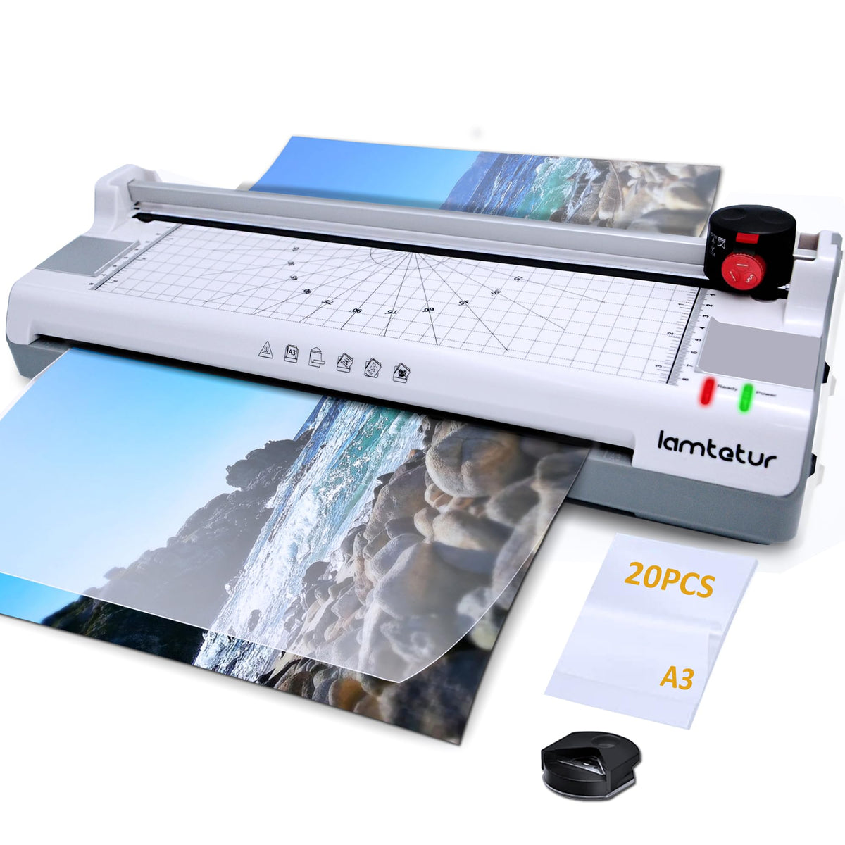 Lamtetur Thermal Laminator Machine 11X17, 13Inch Laminating Machine For A3/A4, Hot&Cold Lamination Machine With 20Pcs Laminating Sheets For Office Home School Teacher Use,Paper Trimmer, Corner Rounder