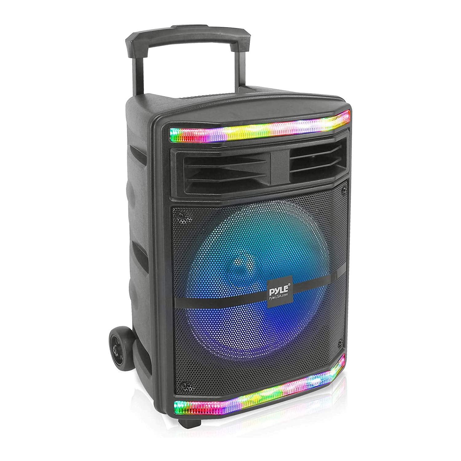 Pyle Portable Bluetooth PA Speaker System - 600W Bluetooth Speaker Portable PA System W/ Rechargeable Battery, Party Lights, MP3