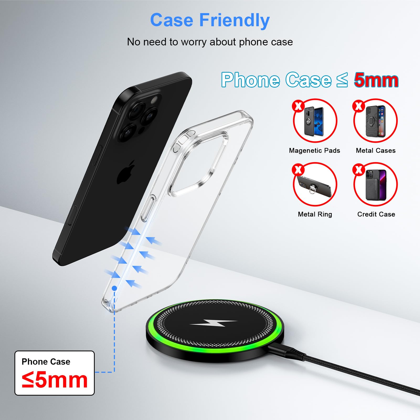 15W Fast Wireless Charger Samsung For Galaxy S25 Plus/S25 Ultra/S24 Fe/S23/S22 S21 Z Flip Fold 6 5, Wireless Charging Pad Phone