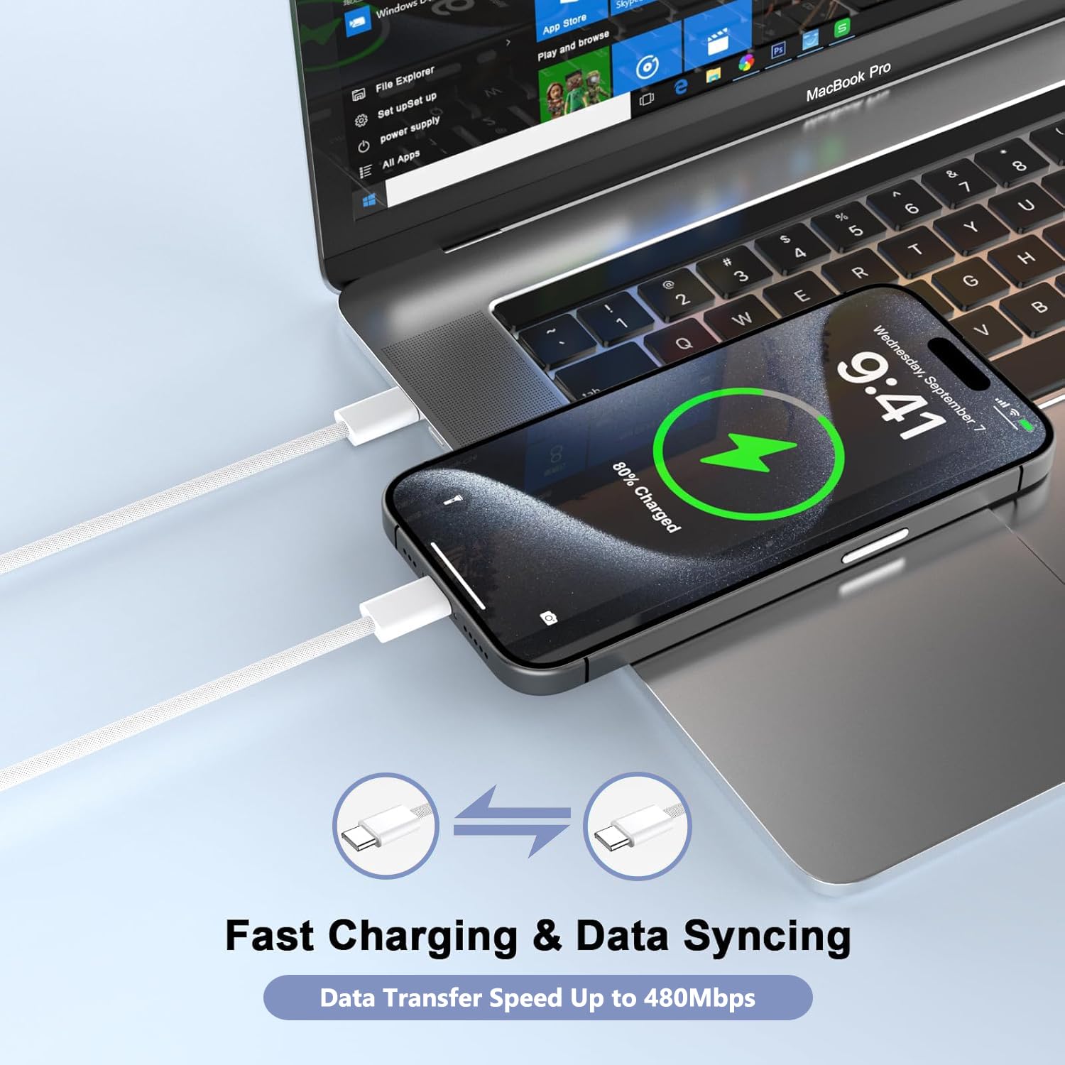 Iphone 16 15 Charger Fast Charging, 20W Type C Charger Usb C Charger Block Iphone 16 Charger With 2Pack Usb C To Usb C Cable For