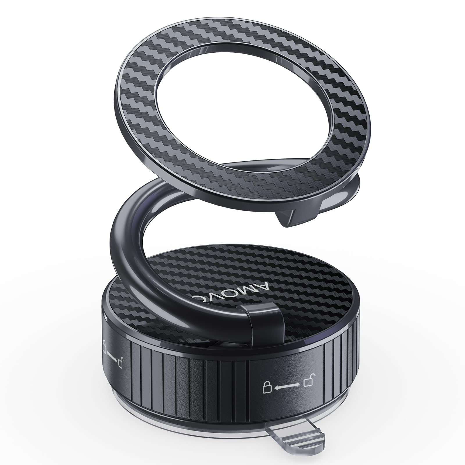 AMVOG Car Phone Holder for Magsafe - Zinc Alloy Magnetic Phone Mount, 360 Adjustable, N55 Super Strong Suction Cup, Portable Fol