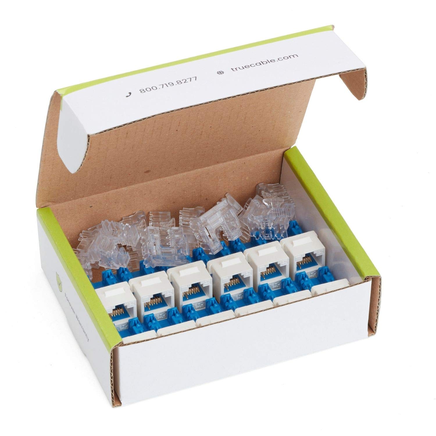 Truecable Cat6A Keystone Jack, Unshielded (Utp), 90 Degree Punch Down, Poe++ (4Ppoe), Ul Listed, Etl Verified, Ansi/Tia Certified, Modular Rj45 Female, White, 12 Pack