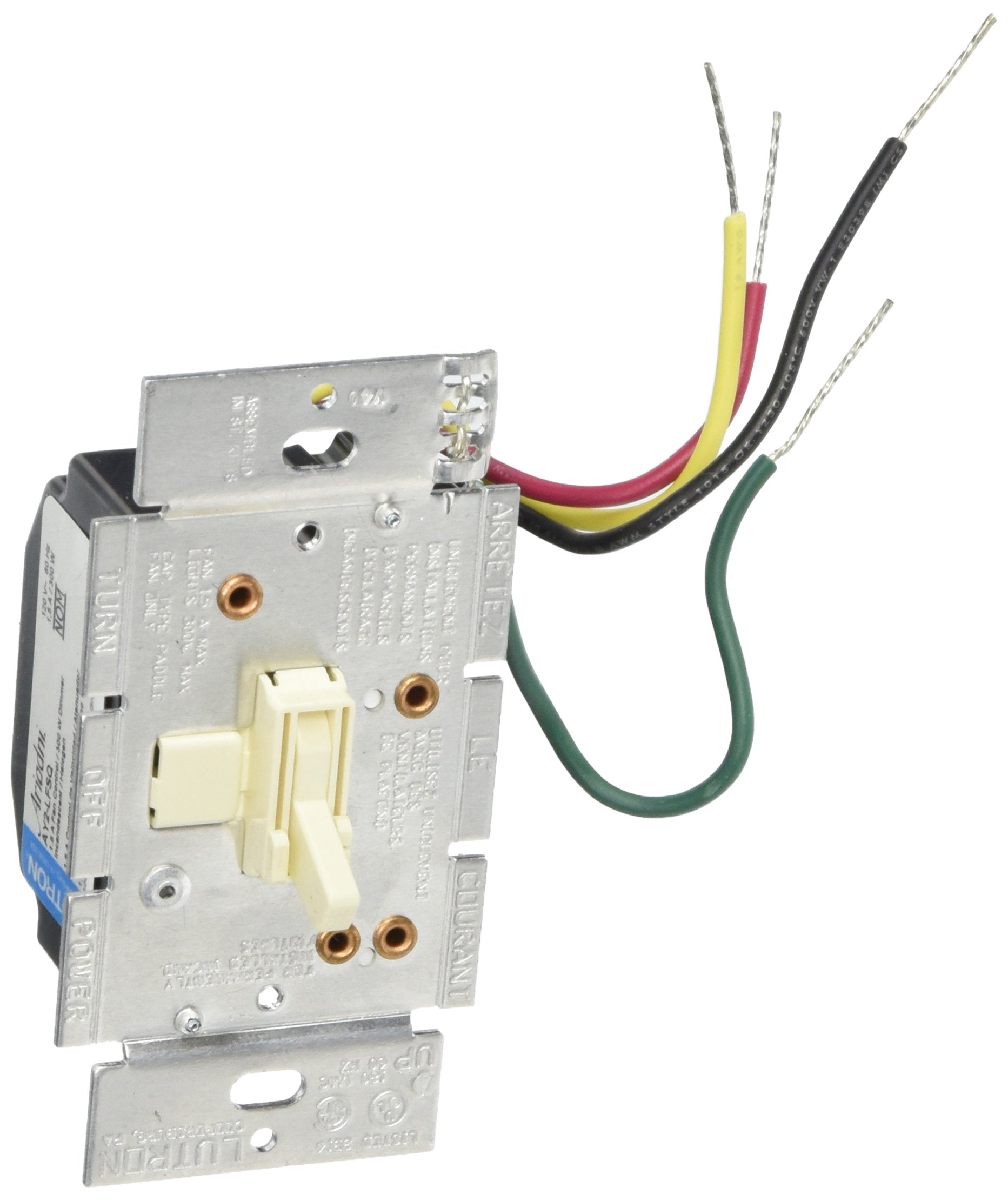 Lutron Toggler Combination Fan And Light Control, 1.5 Amp, Single Pole/3 Speed, Ay2 Lfsq Al, Almond