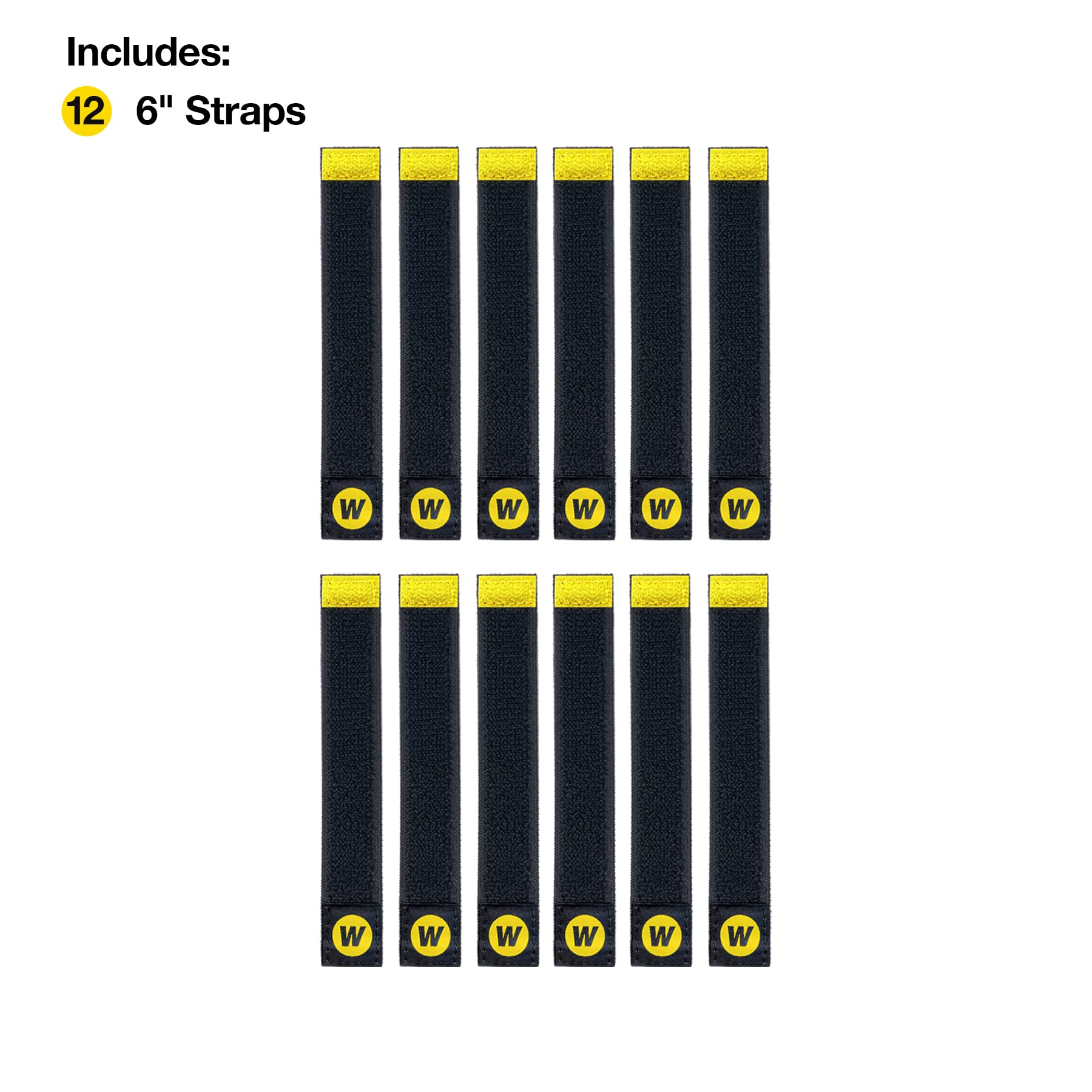 Selfie Straps By Wrap It Storage   6 Inch (12 Pack) Black   Elastic Hook And Loop Cord Organizer Wraps For Phone Charger, Comput