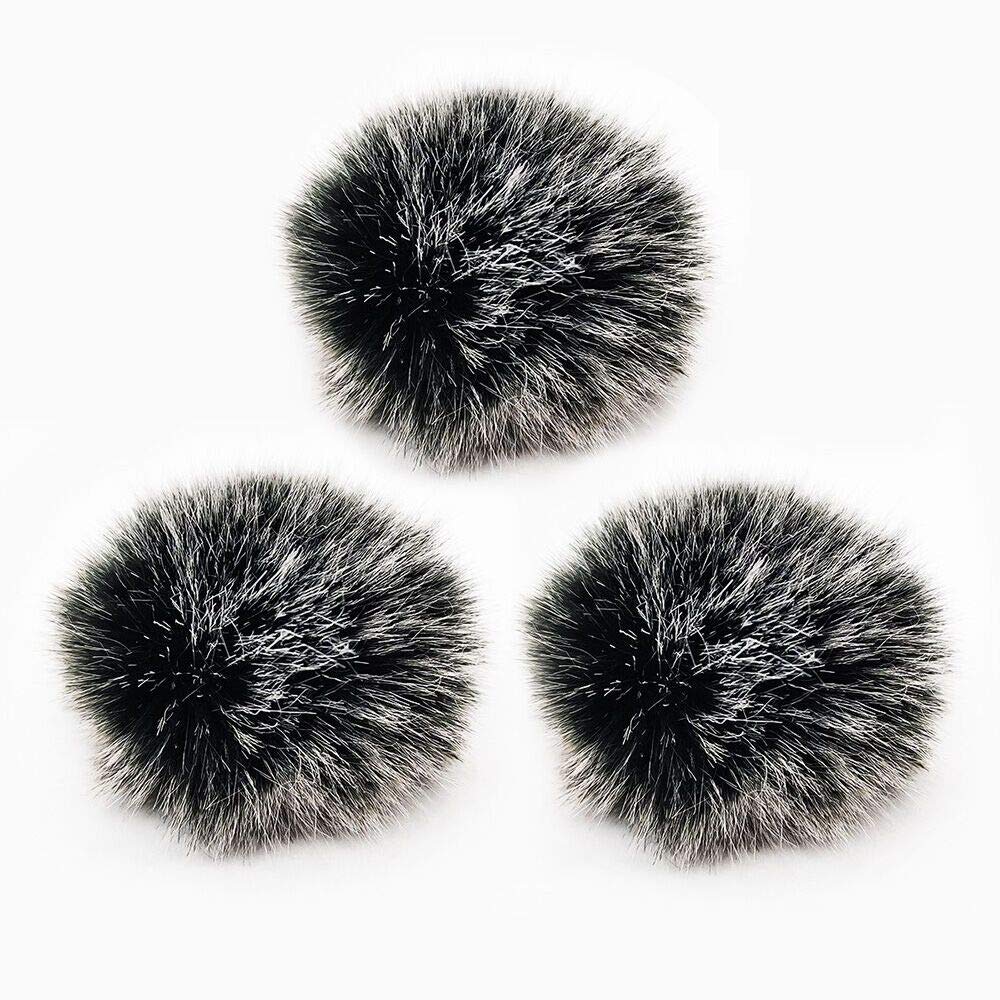 Lavalier Wind Muff 3 Pack Lapel Microphone Wind Muff 0.2/0.4 Inch Furry Lav Windscreen Windproof Wind Screen (0.4Inch, Black/Whi
