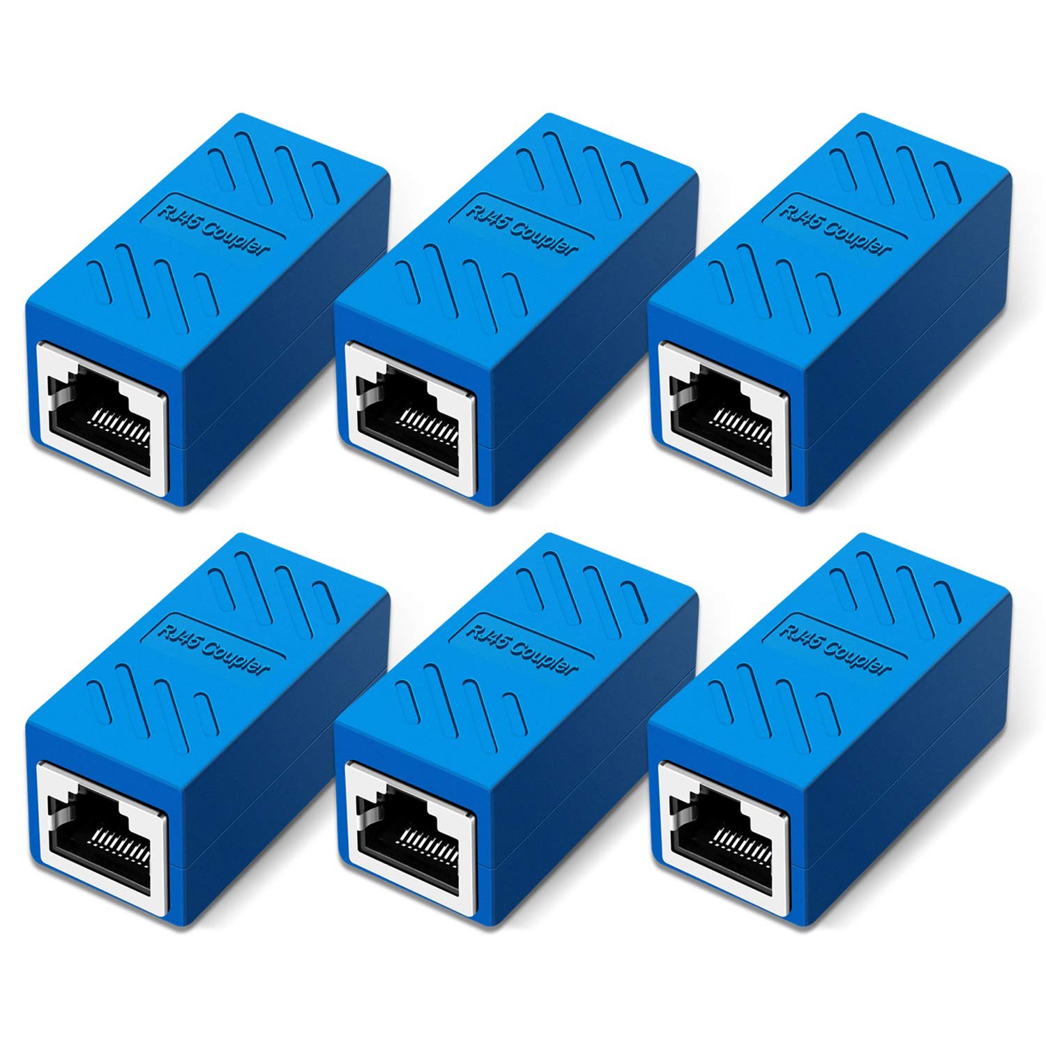 Zuzong Rj45 Network Coupler, Ethernet Cable Extender Female To Female, Cat6 Inline Coupler Connector, For Cat7/Cat6/Cat5/Cat5E Ethernet Extension Cable (6 Pcs Blue)