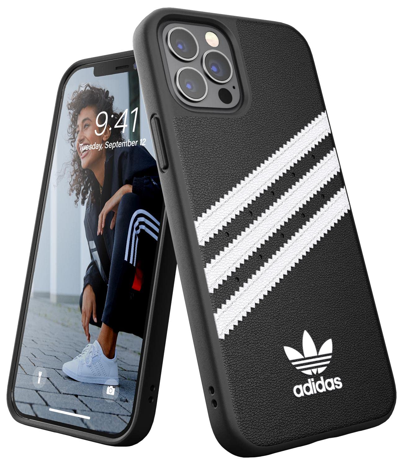 Adidas Iphone 12/12 Pro Black/White Originals Molded Phone Case, Iphone Case, Drop Resistant Phone