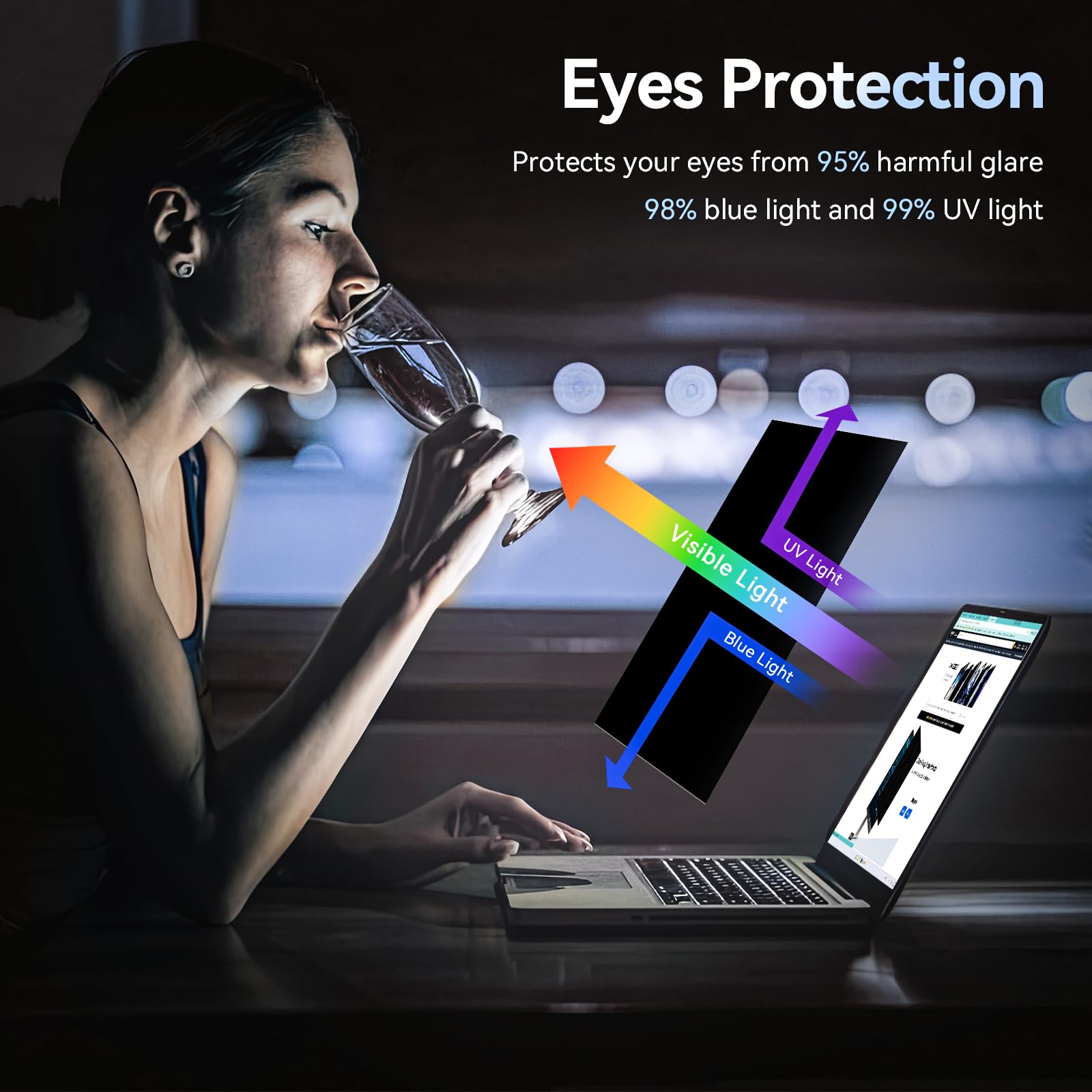 Laptop Privacy Screen 15.6 Inch Compatible With Hp/Dell/Acer/Samsung/Asus/Lenovo/Toshiba,16:9 Aspect Removable Anti Glare Blue L