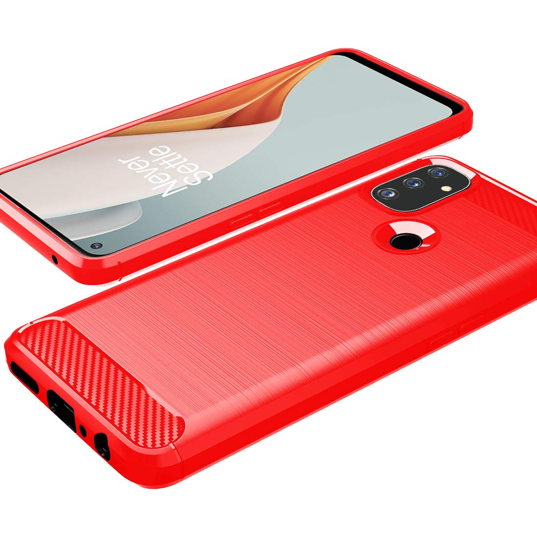 Osophter For Oneplus Nord N100 Case Shock Absorption Flexible Tpu Rubber Protective Cell Phone Cover For Oneplus Nord N100(Red)