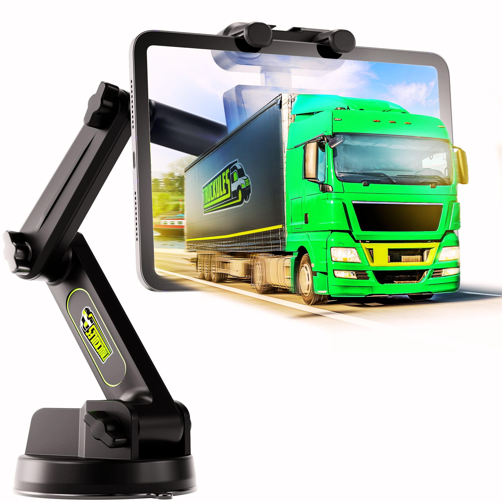 Truckules Tablet Mount For Truck, Heavy Duty Super Suction Cup For Tablet & Ipad Mount Truck Dashboard Windshield 16.7 Inch Long
