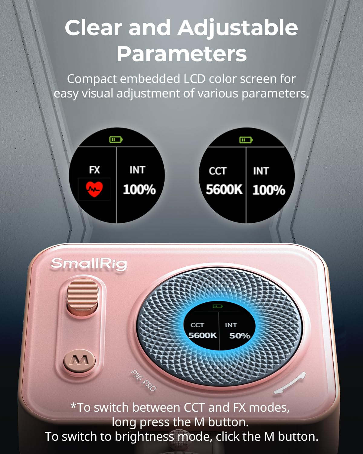 Smallrig Vibe P96 Pro Led Video Light, Portable Camera Light For Photography, Cold Shoe Light, Cri95+, 2500-6500K, 5 Effects, Fi