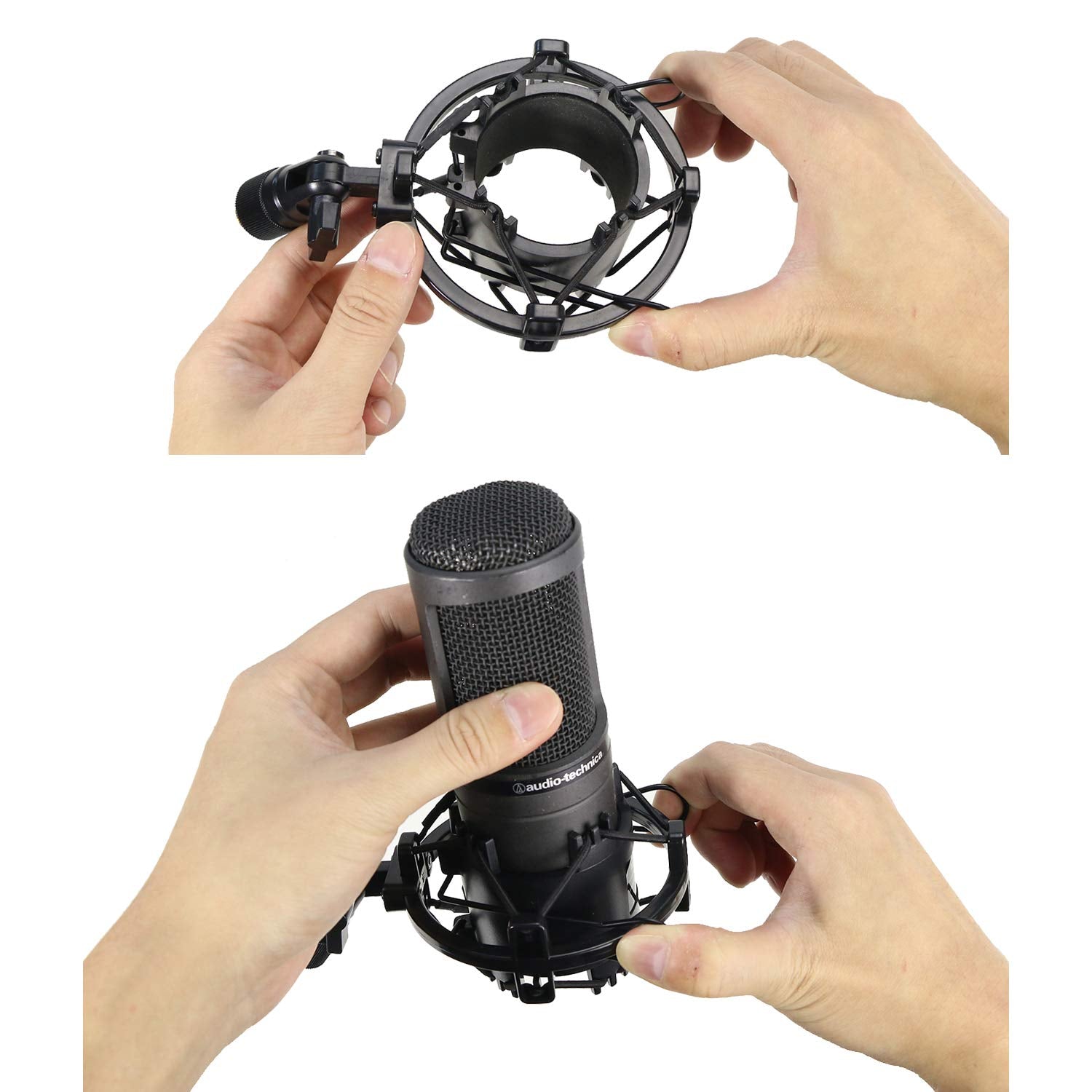 Sunmon At2020 Shock Mount With Windscreen, Shock Mount Stand With Foam Pop Filter For Audio Technica At2020 At2035 At4040 At2020