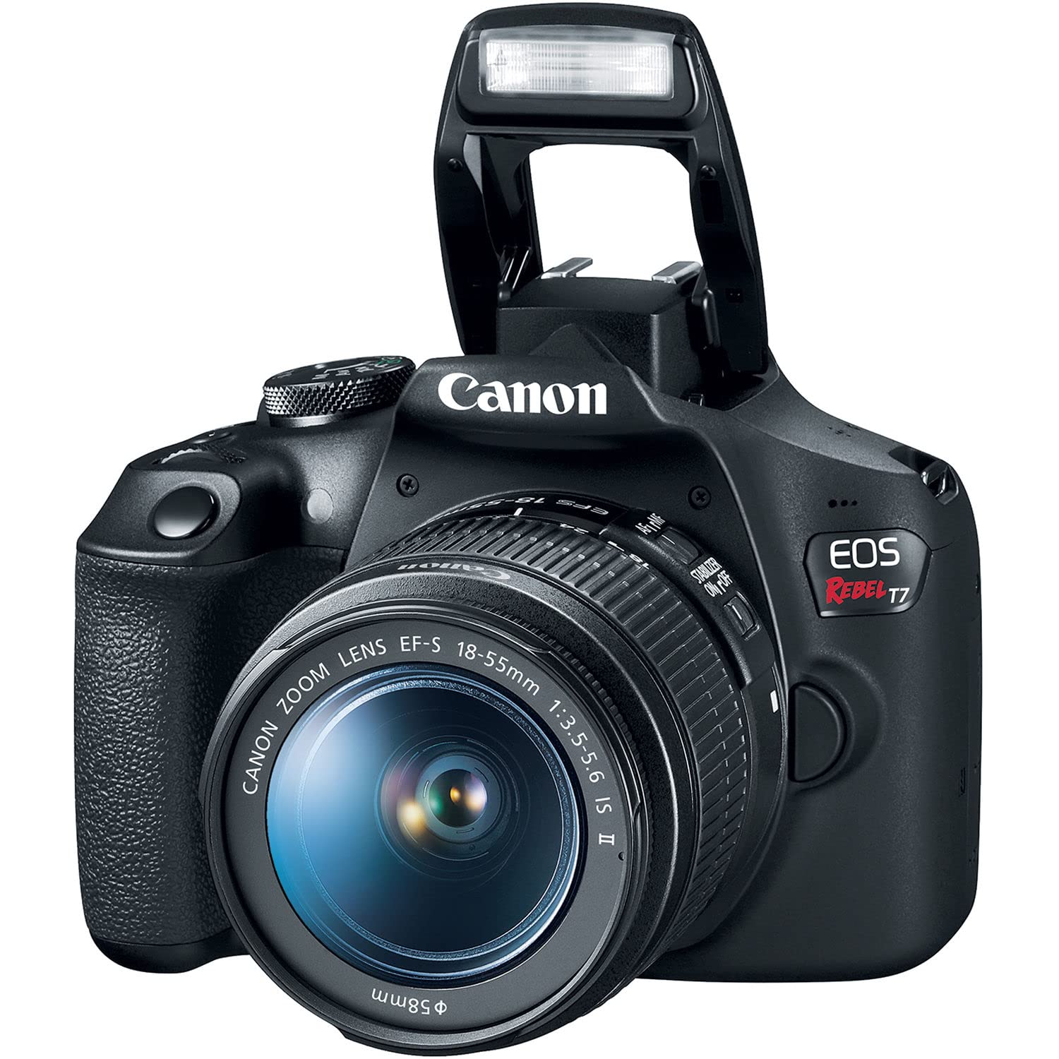 Canon EOS Rebel T7 DSLR Camera Bundle w/ Canon EF S 18 55mm f/3.5 5.6 is II Lens + 2pc SanDisk 64GB Memory Cards, Wide Angle Lens, Telephoto Lens, 3pc Filter Kit + Accessory Kit