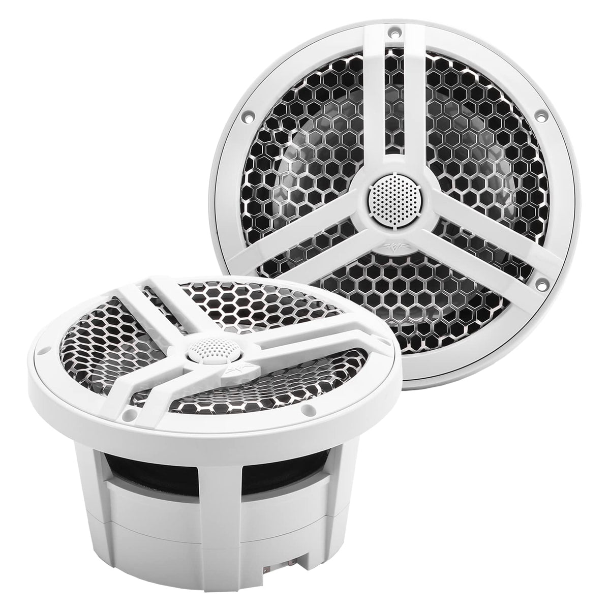 Skar Audio Sk8M 8' 2 Way Marine Full Range 500 Watt Coaxial Speakers, Pair (White)