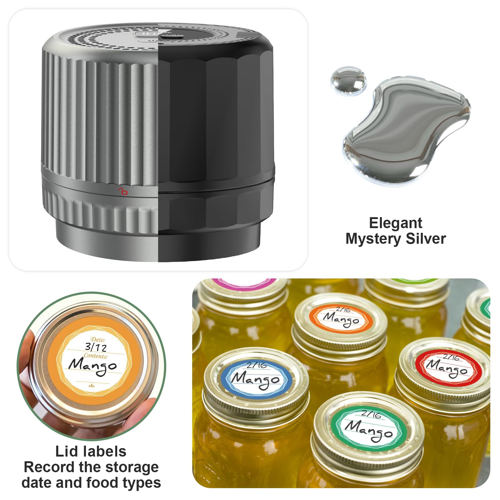 Unerver M12 Auto Stop Electric Mason Jar Vacuum Sealer   2024 Upgrade Smart Jar Vacuum Sealer For Mason Jars With Wide And Regul