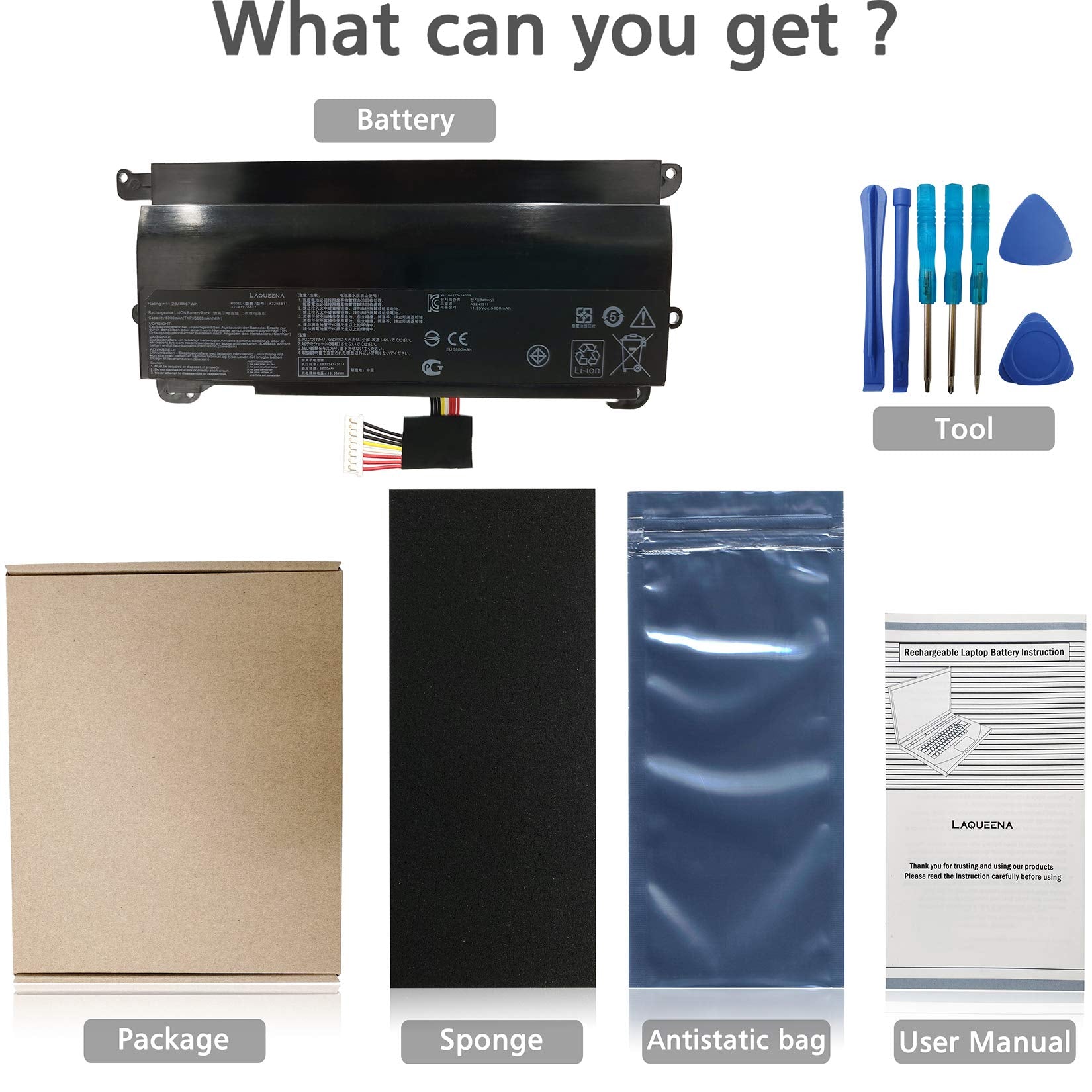 Laqueena A32N1511 Laptop Replacement Battery For Asus Rog G752 G752V G752Vl G752Vt G752Vm G752Vy G752Vs Gfx72J Gfx72Vt6700 Gfx72