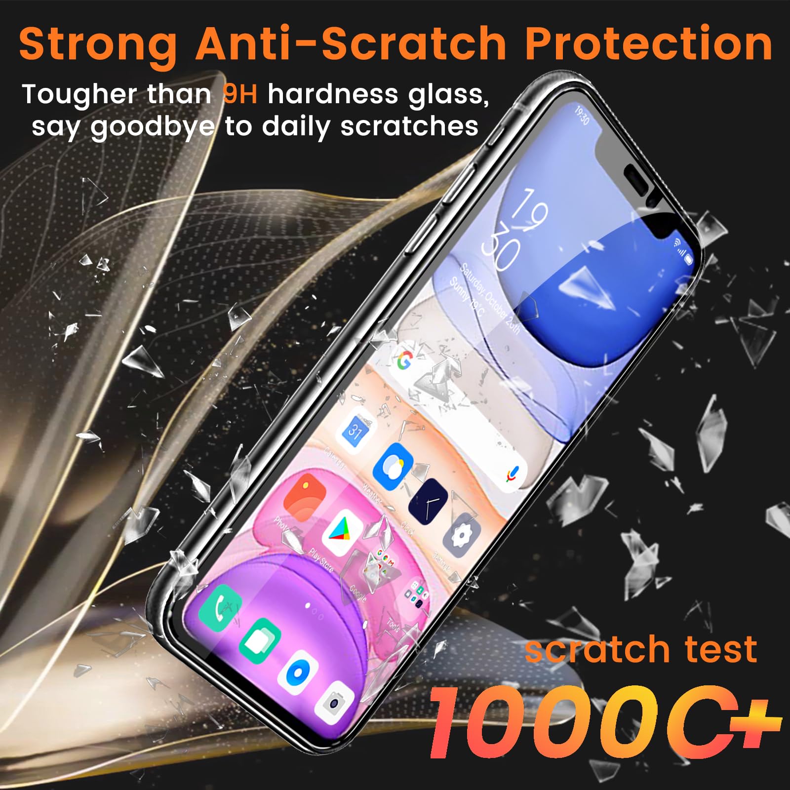 Lesakit 3+3 Pack Privacy Screen Protector For Iphone 11 6.1 Inch With 3 Pack Camera Lens Protector, Anti Spy Tempered Glass Film